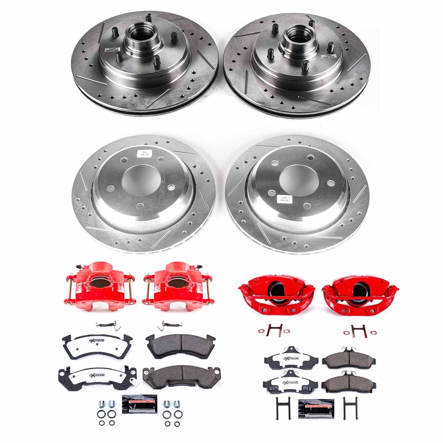 Power Stop - KC4338-26 - Front and Rear - Disc Brake Pad/Caliper and Rotor Kit
