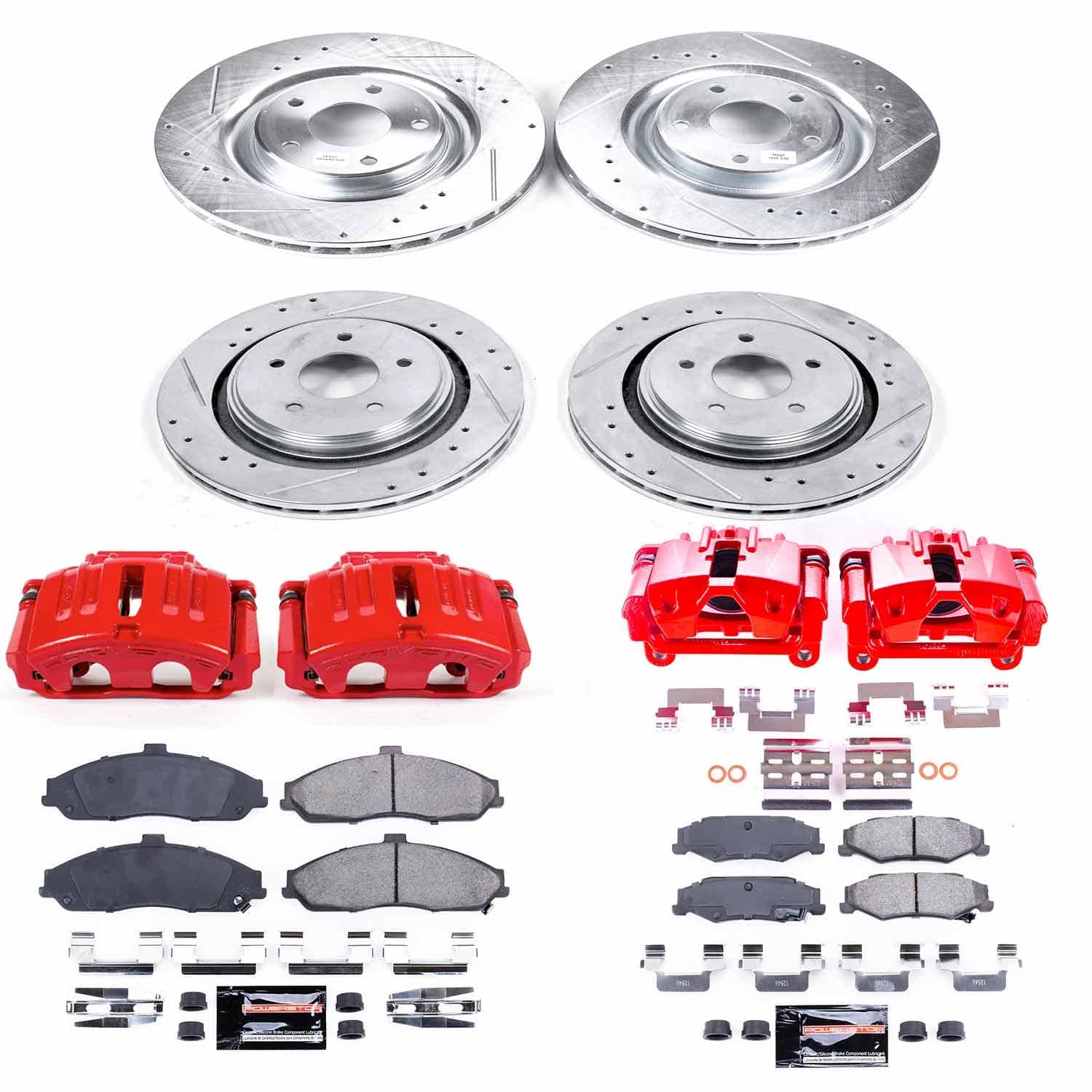 Power Stop - KC4400 - Front and Rear - Disc Brake Pad/Caliper and Rotor Kit