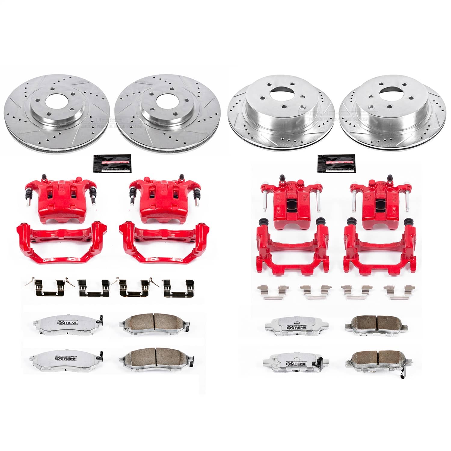 Power Stop - KC4476-26 - Front and Rear - Disc Brake Pad/Caliper and Rotor Kit