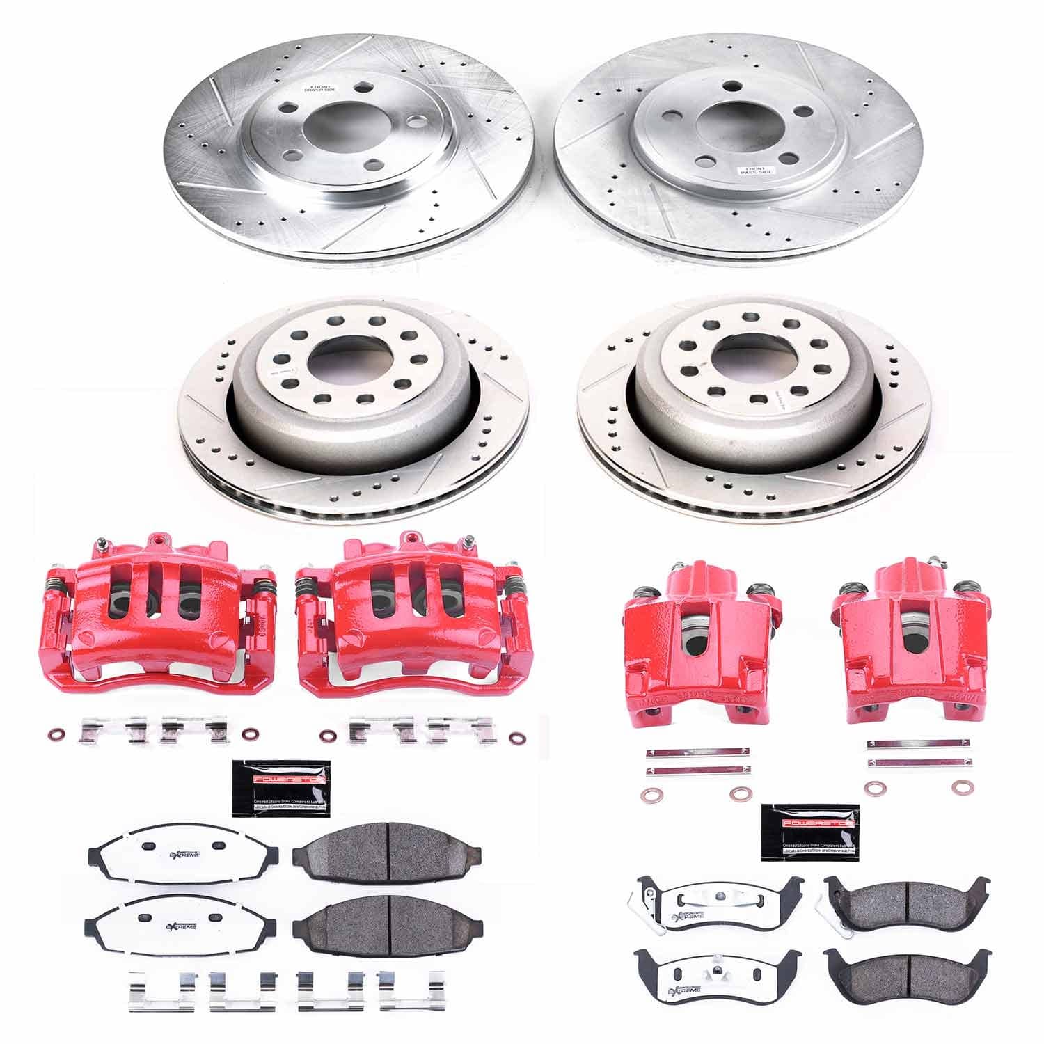 Power Stop - KC4486-26 - Front and Rear - Disc Brake Pad/Caliper and Rotor Kit