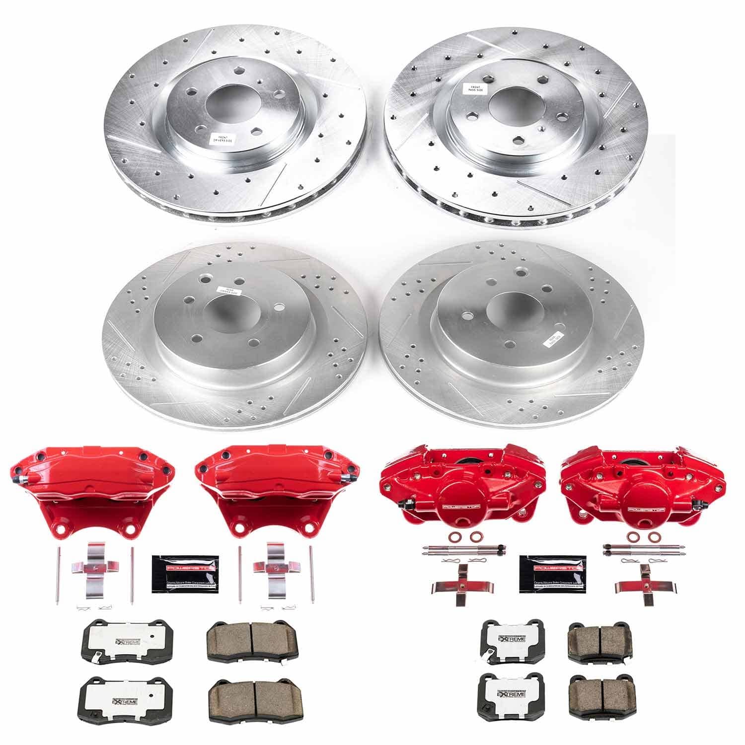 Power Stop - KC4488A-26 - Front and Rear - Disc Brake Pad/Caliper and Rotor Kit