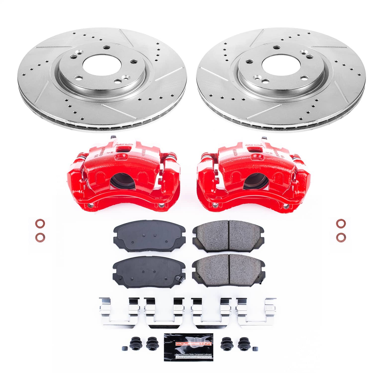 Power Stop - KC4646A - Front - Disc Brake Pad/Caliper and Rotor Kit