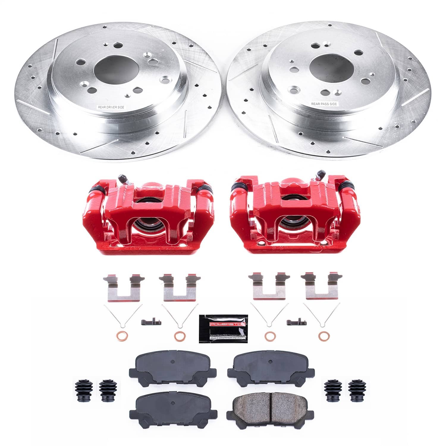Power Stop - KC4685B - Rear - Disc Brake Pad/Caliper and Rotor Kit