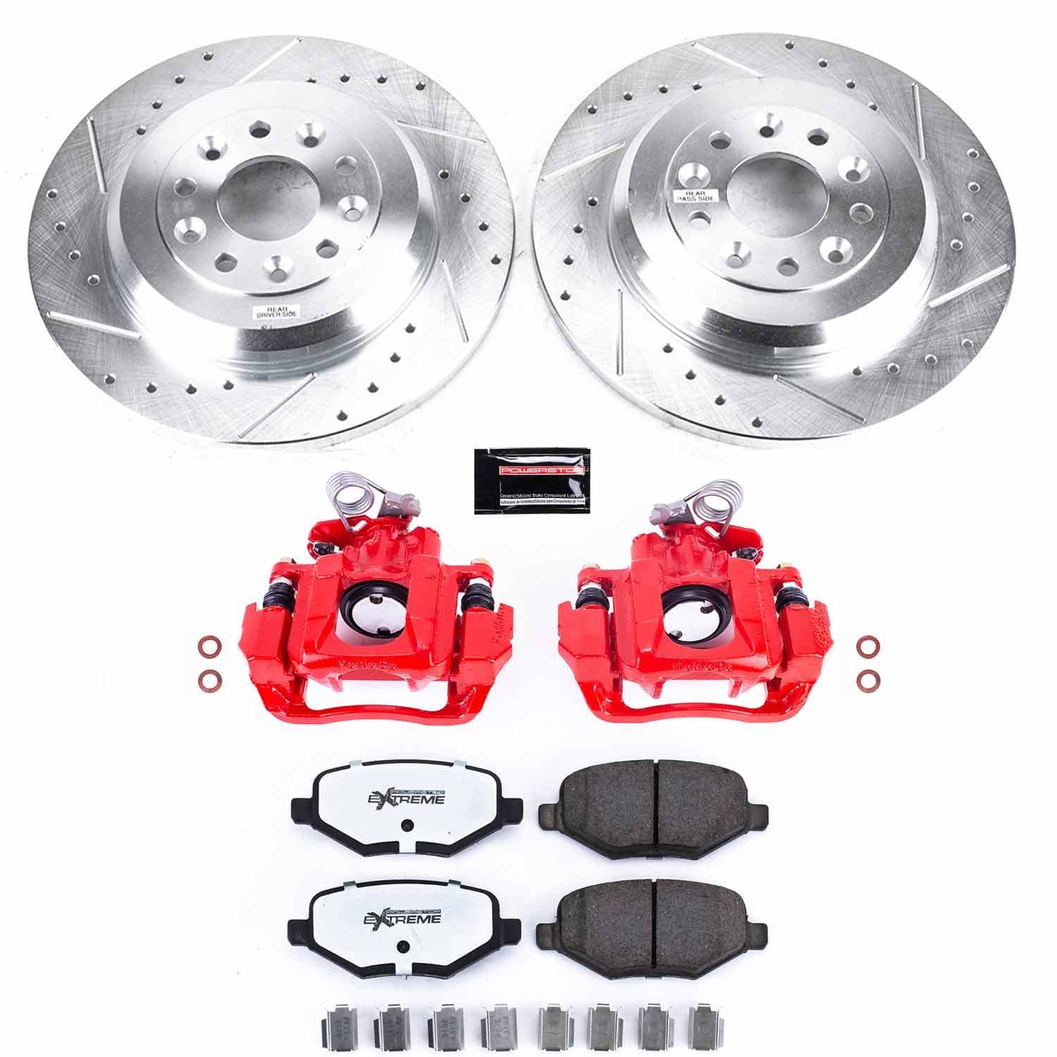 Power Stop - KC4744A-36 - Rear - Disc Brake Pad/Caliper and Rotor Kit
