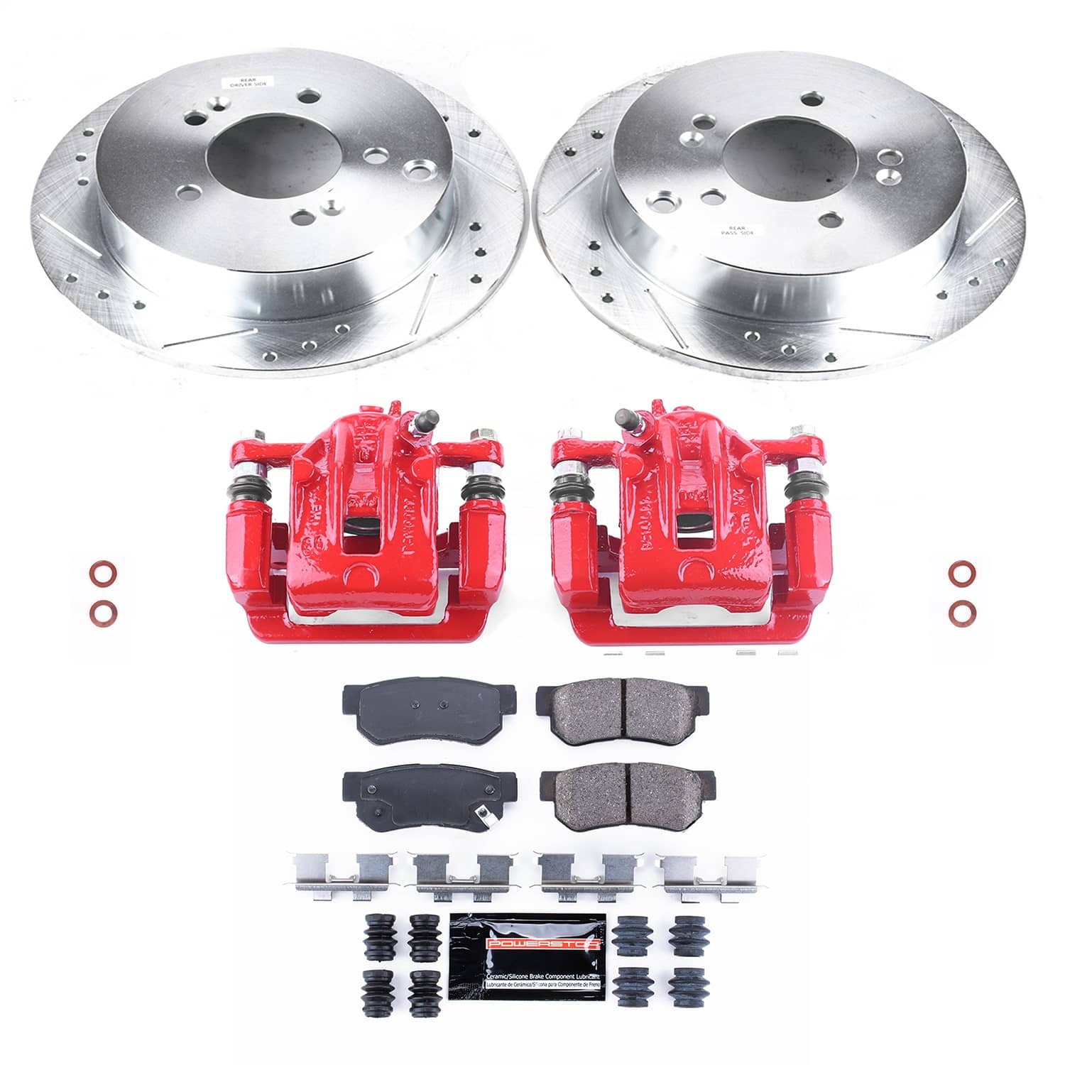 Power Stop - KC5213 - Rear - Disc Brake Pad/Caliper and Rotor Kit