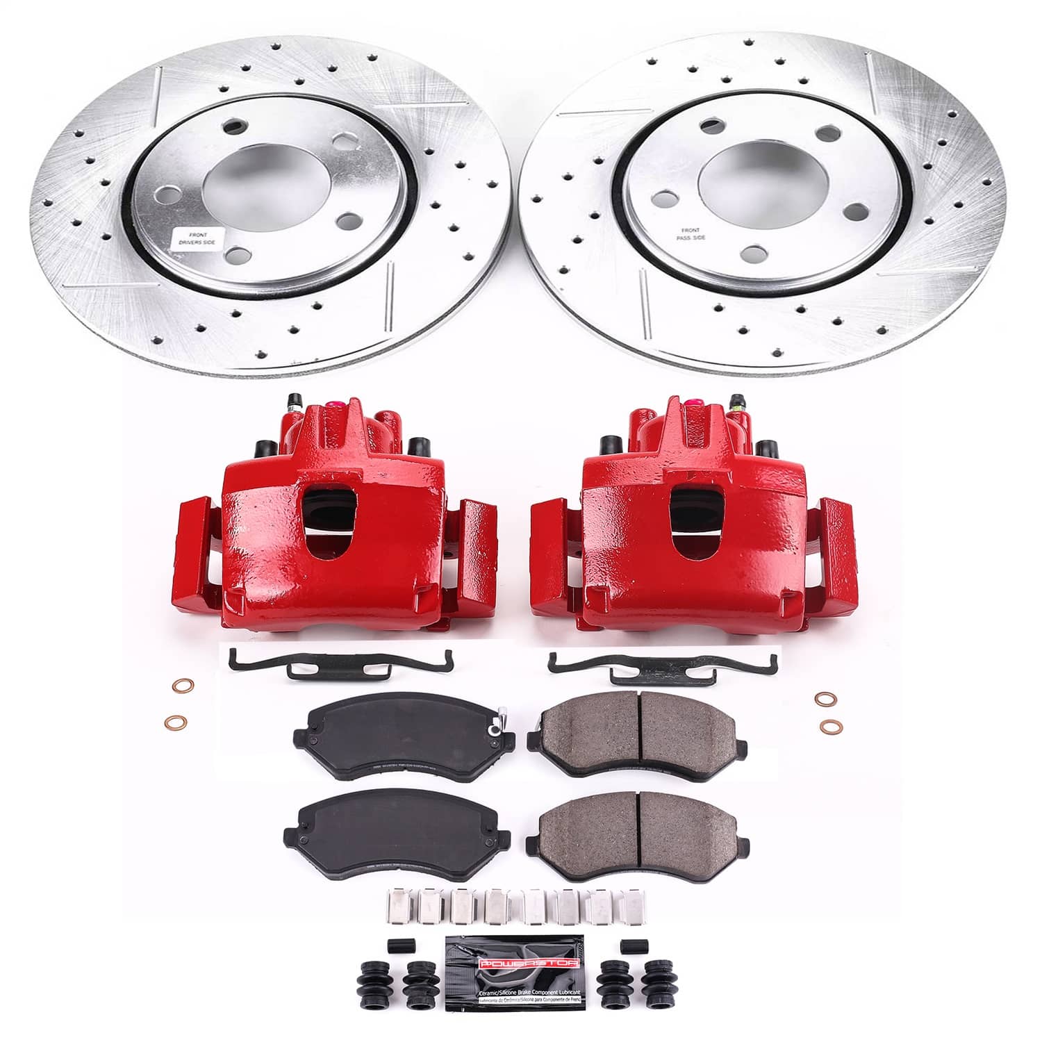 Power Stop - KC5244B - Front - Disc Brake Pad/Caliper and Rotor Kit