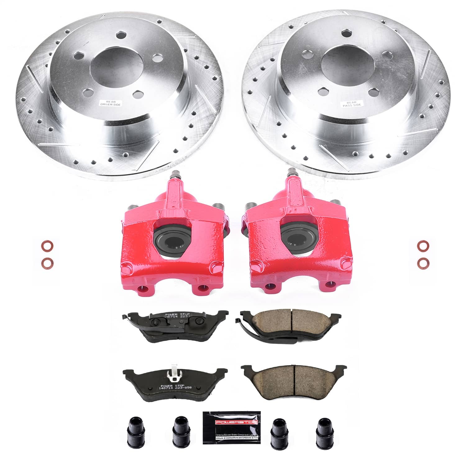Power Stop - KC5248 - Rear - Disc Brake Pad/Caliper and Rotor Kit