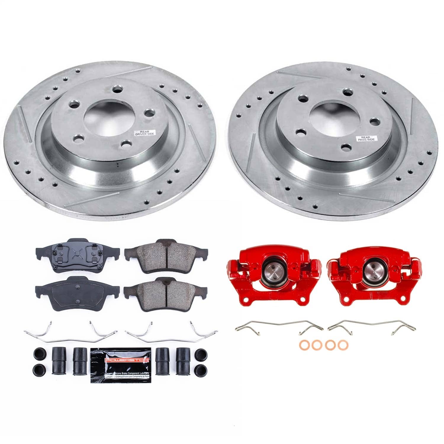 Power Stop - KC5310 - Rear - Disc Brake Pad/Caliper and Rotor Kit