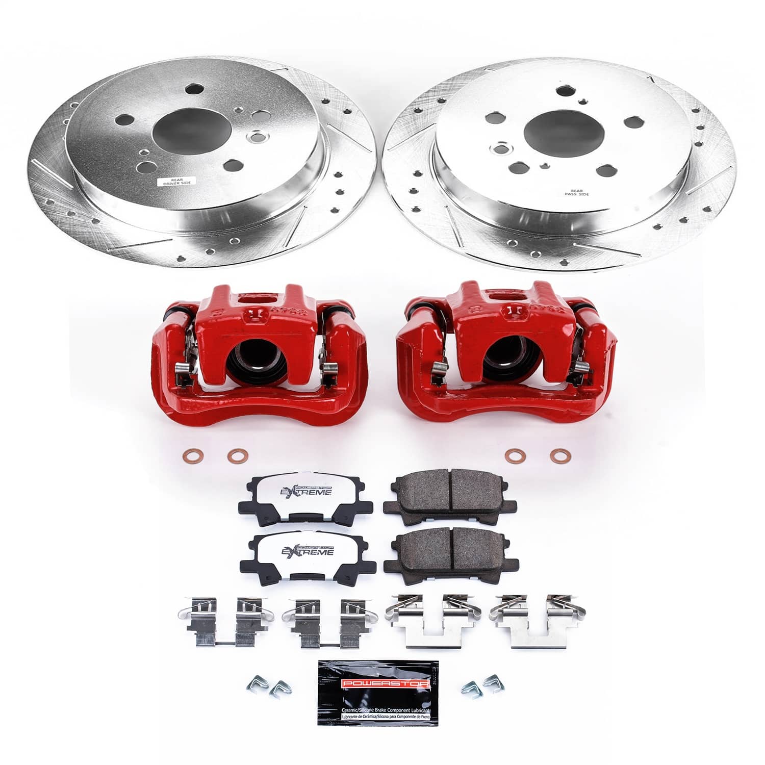Power Stop - KC5333-36 - Rear - Disc Brake Pad/Caliper and Rotor Kit