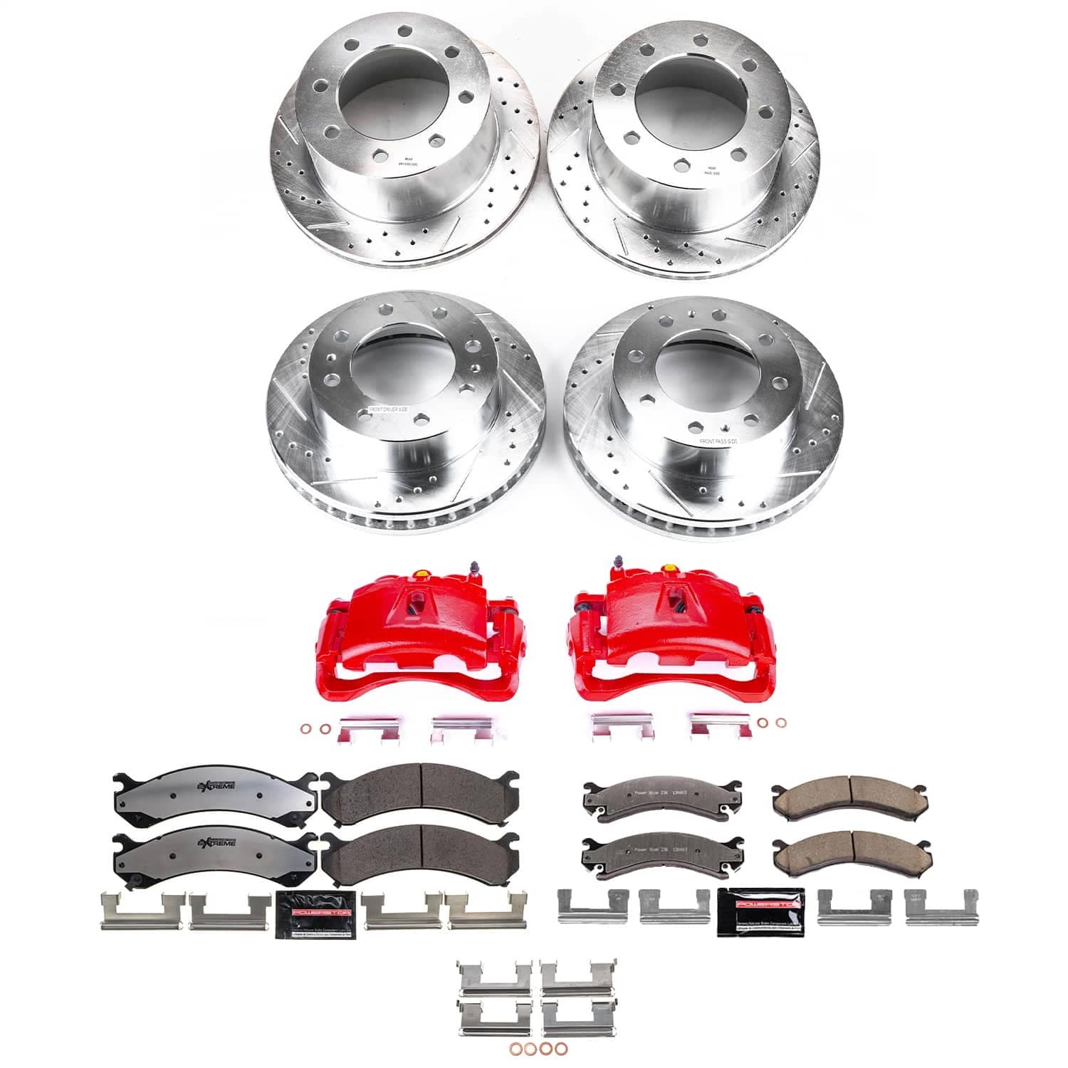 Power Stop - KC5338-36 - Front and Rear - Disc Brake Pad/Caliper and Rotor Kit
