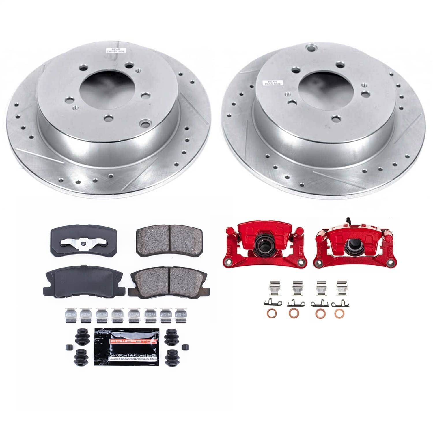 Power Stop - KC5499 - Rear - Disc Brake Pad/Caliper and Rotor Kit