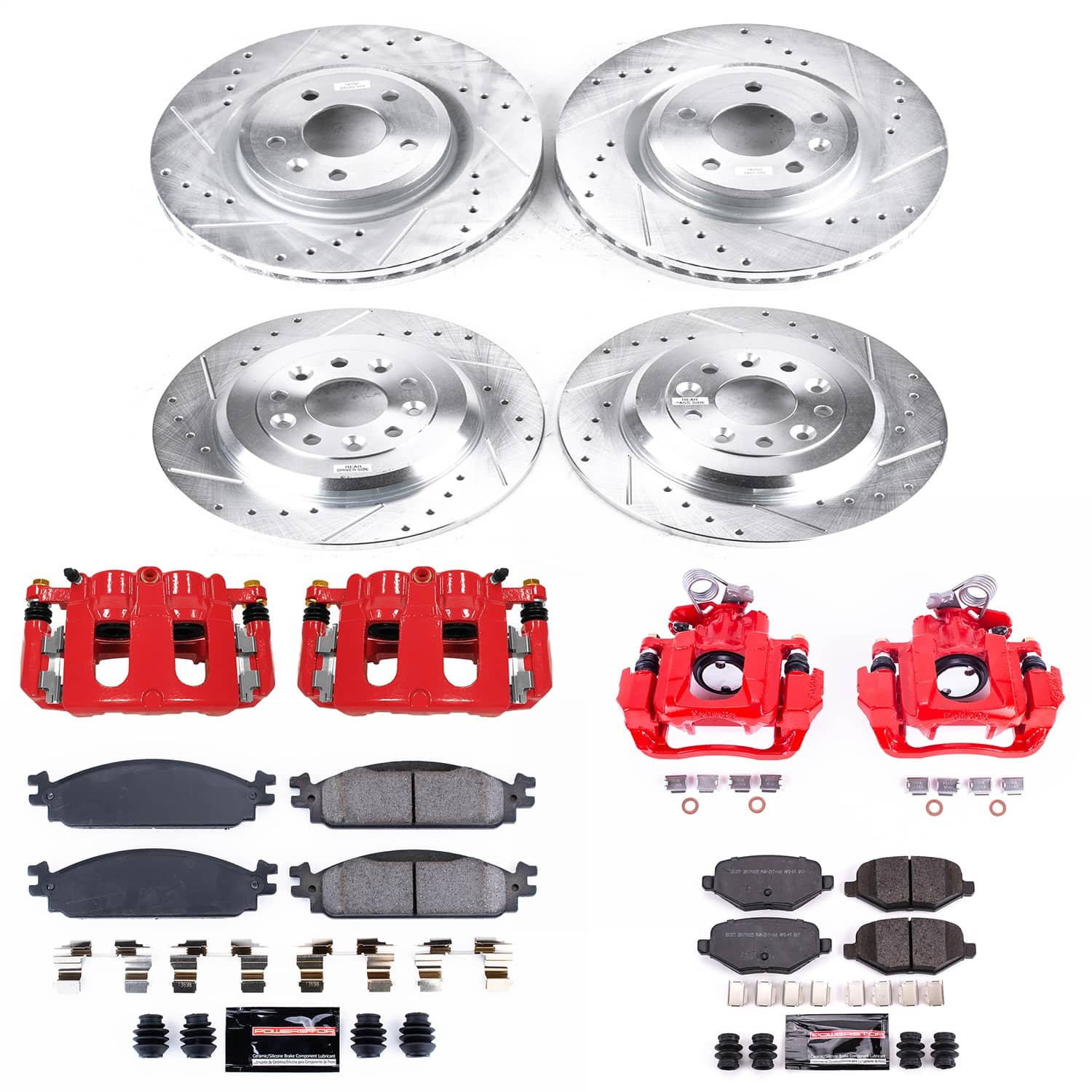 Power Stop - KC5510 - Front and Rear - Disc Brake Pad/Caliper and Rotor Kit
