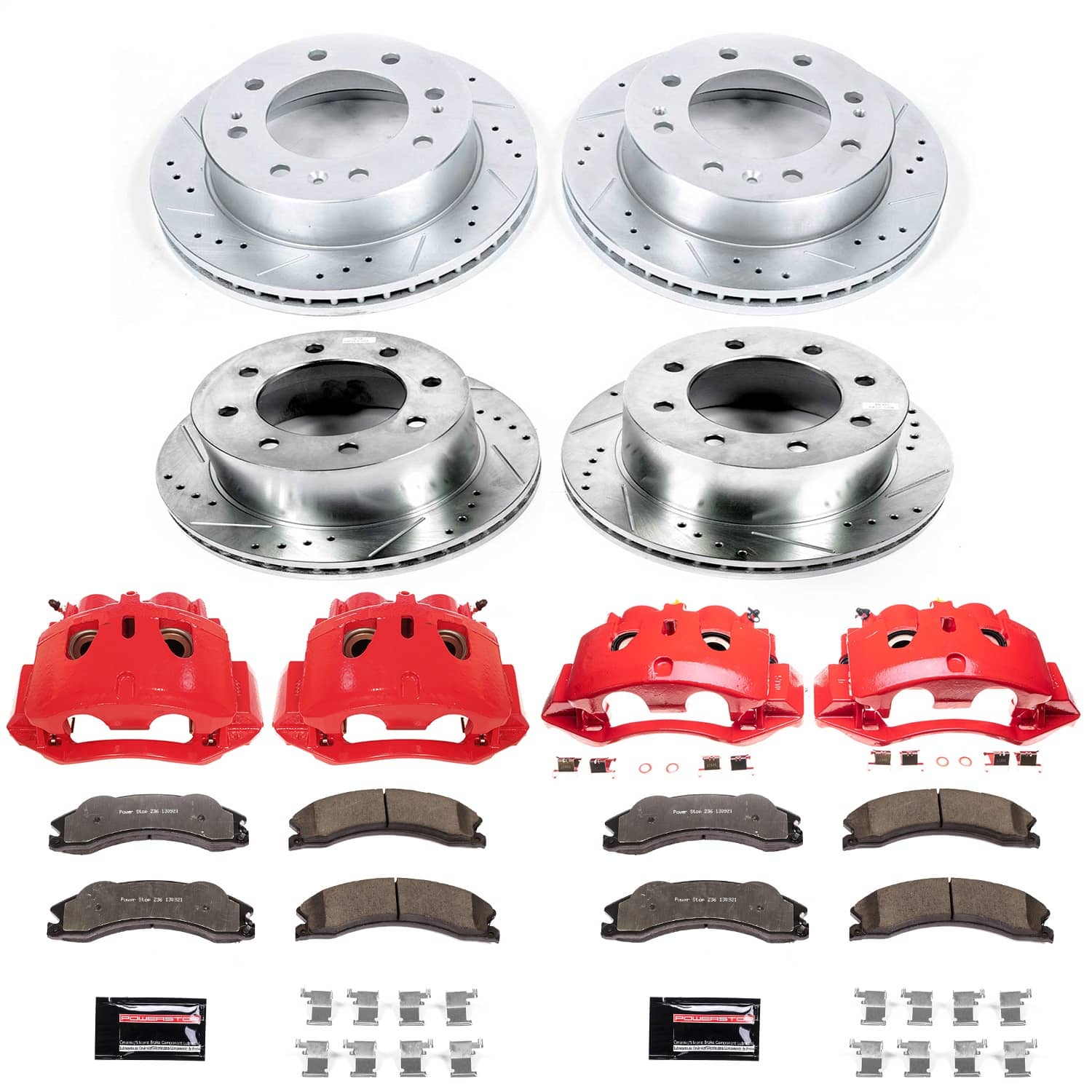 Power Stop - KC5560-36 - Front and Rear - Disc Brake Pad/Caliper and Rotor Kit