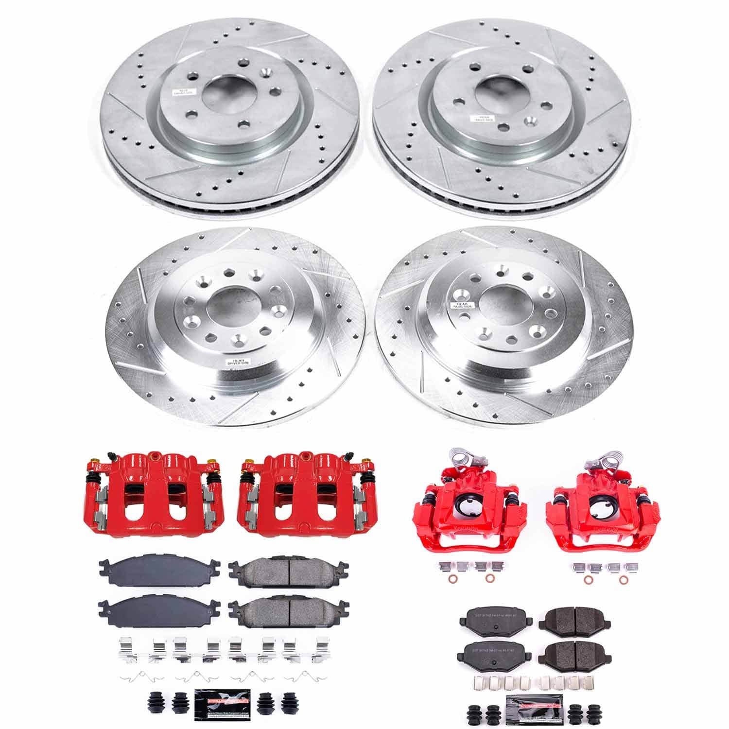Power Stop - KC5584A - Front and Rear - Disc Brake Pad/Caliper and Rotor Kit