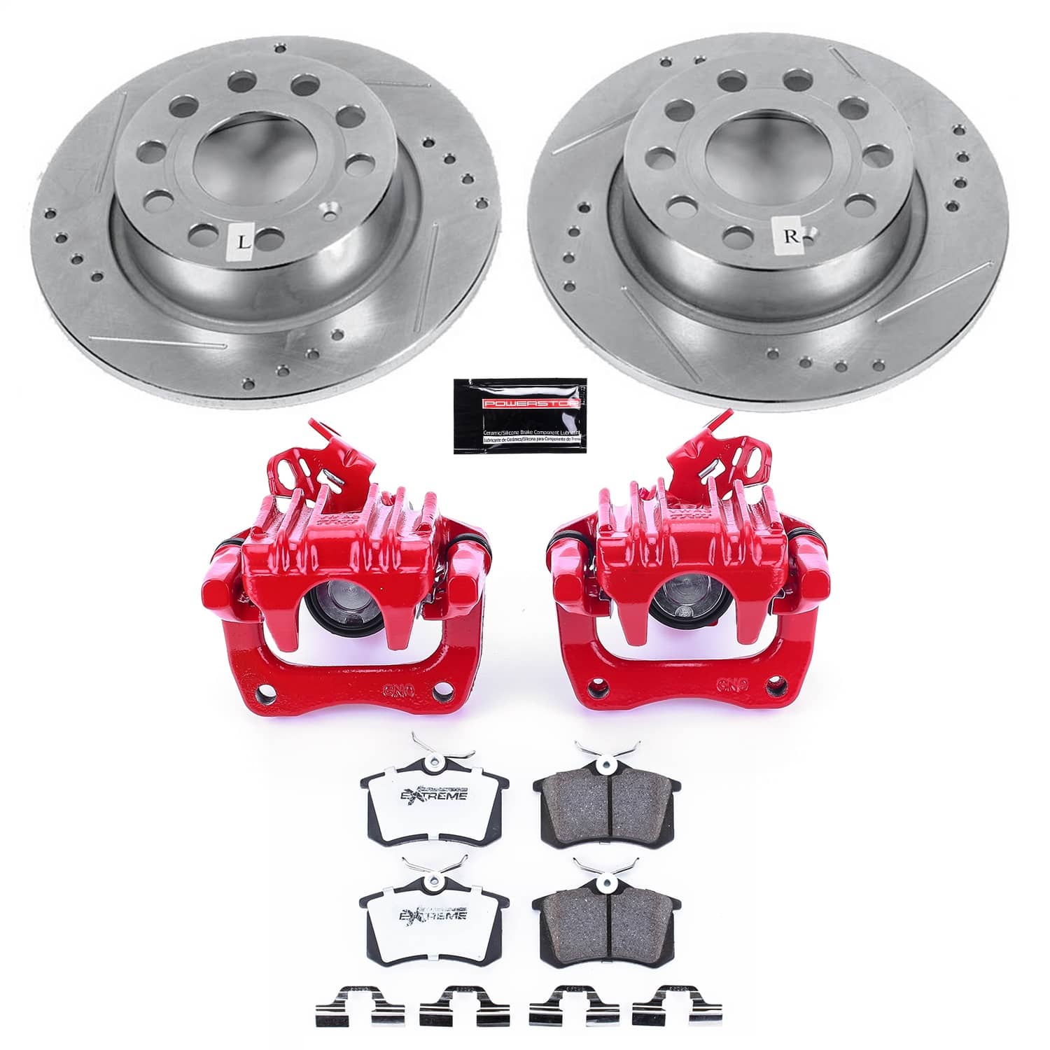 Power Stop - KC5671-26 - Rear - Disc Brake Pad/Caliper and Rotor Kit