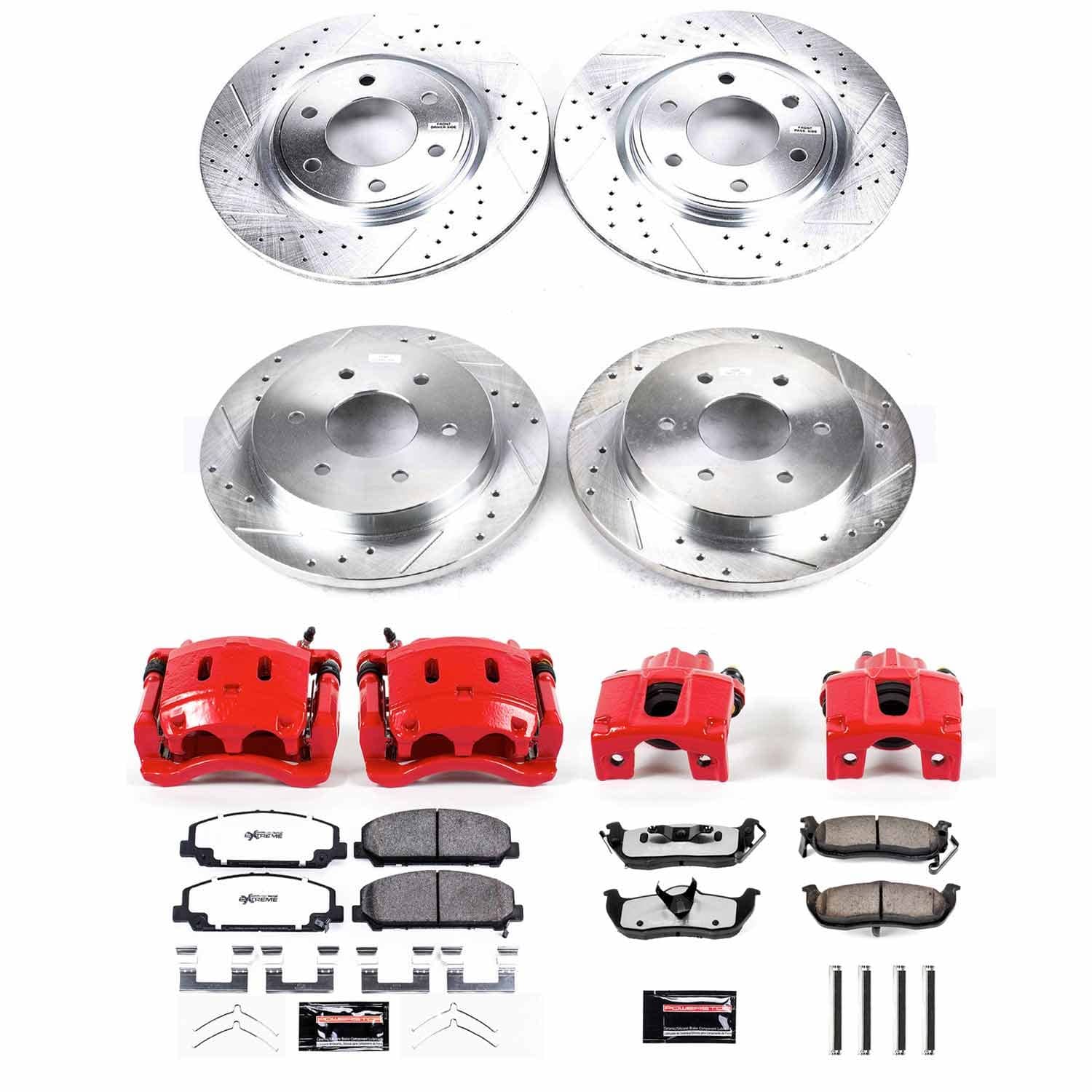 Power Stop - KC5822-36 - Front and Rear - Disc Brake Pad/Caliper and Rotor Kit