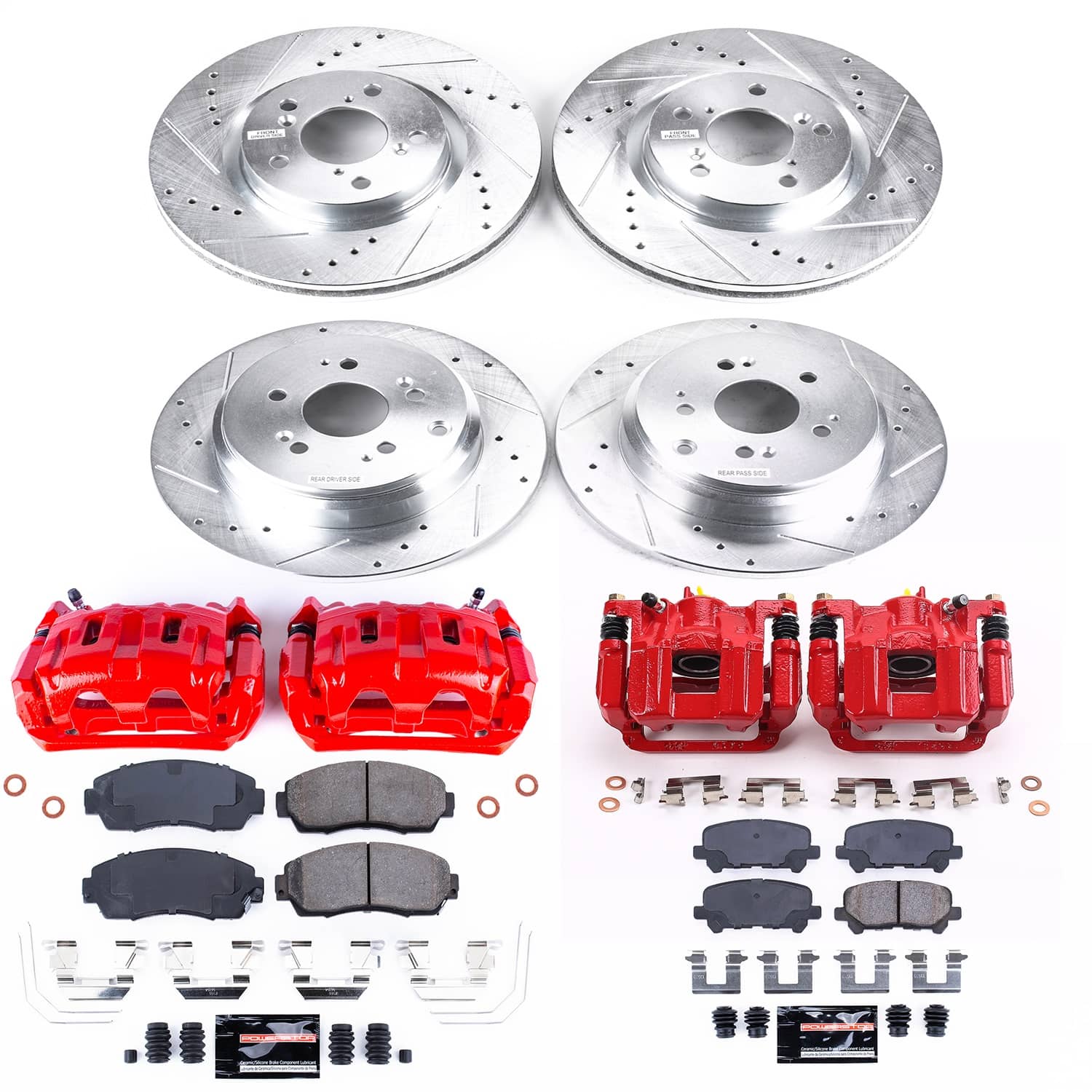 Power Stop - KC5858 - Front and Rear - Disc Brake Pad/Caliper and Rotor Kit