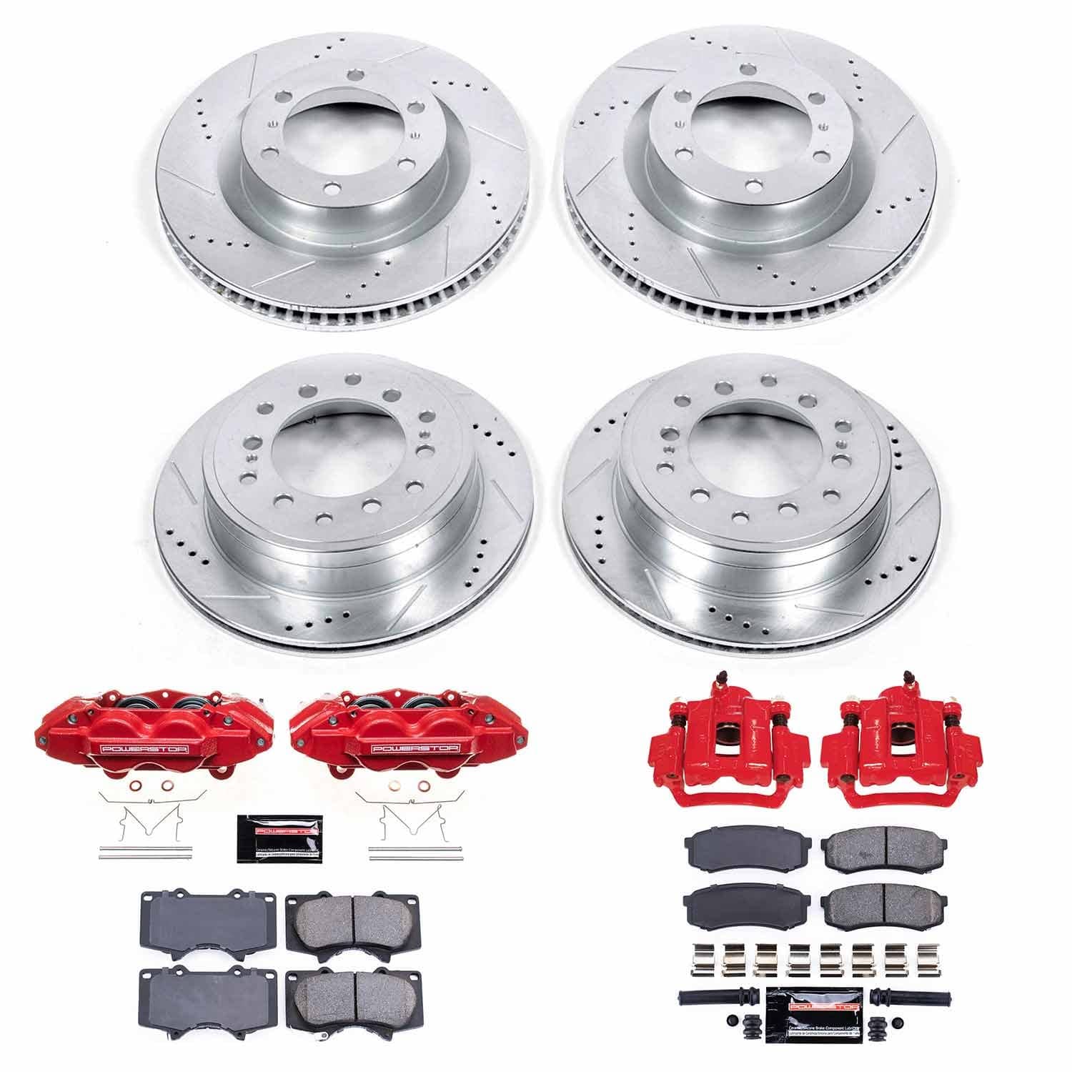 Power Stop - KC5874 - Front and Rear - Disc Brake Pad/Caliper and Rotor Kit