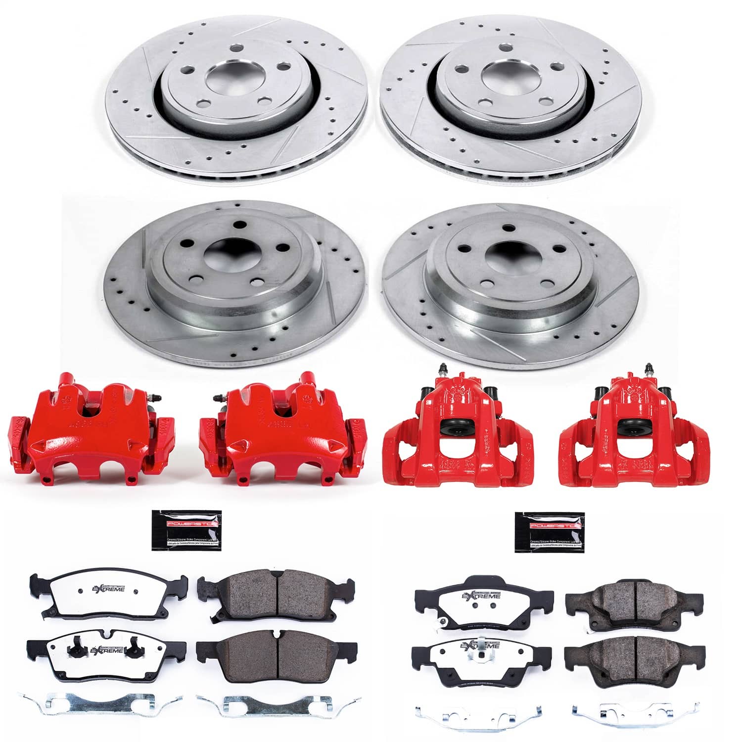 Power Stop - KC5952-36 - Front and Rear - Disc Brake Pad/Caliper and Rotor Kit