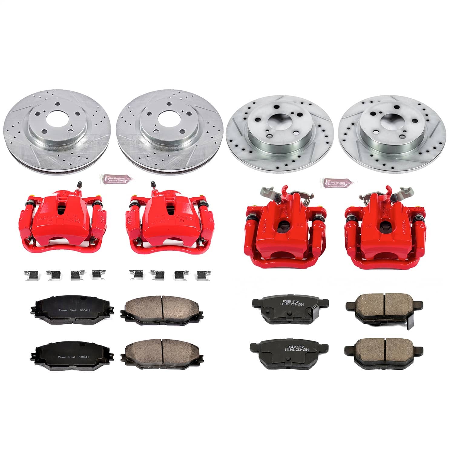 Power Stop - KC6076 - Front and Rear - Disc Brake Pad/Caliper and Rotor Kit