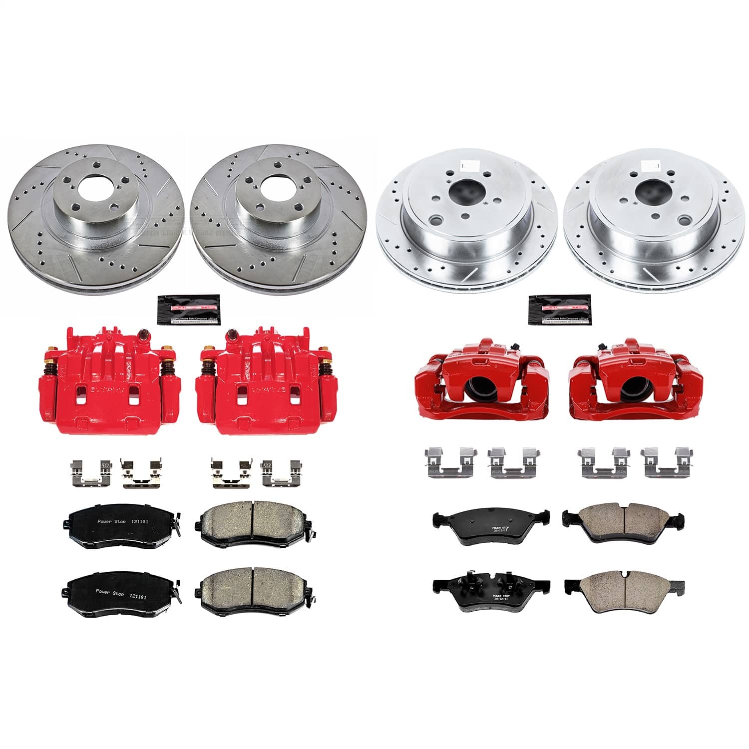 Power Stop - KC6164 - Front and Rear - Disc Brake Pad/Caliper and Rotor Kit