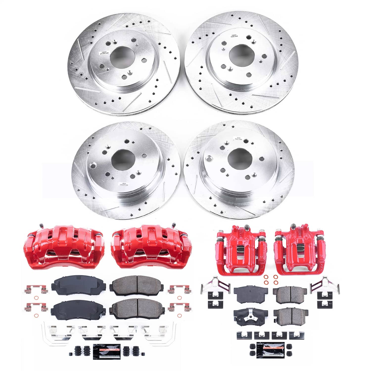 Power Stop - KC6305 - Front and Rear - Disc Brake Pad/Caliper and Rotor Kit