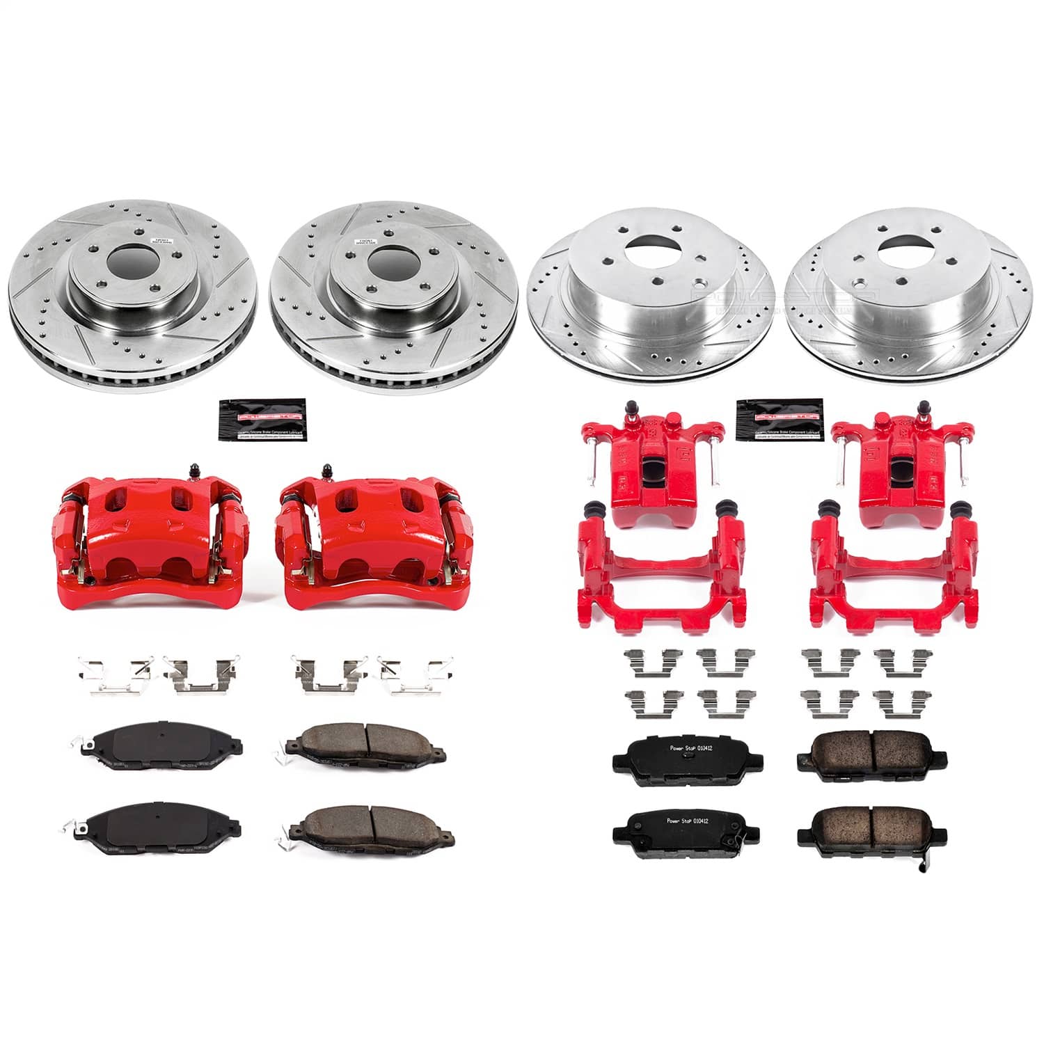 Power Stop - KC6497 - Front and Rear - Disc Brake Pad/Caliper and Rotor Kit