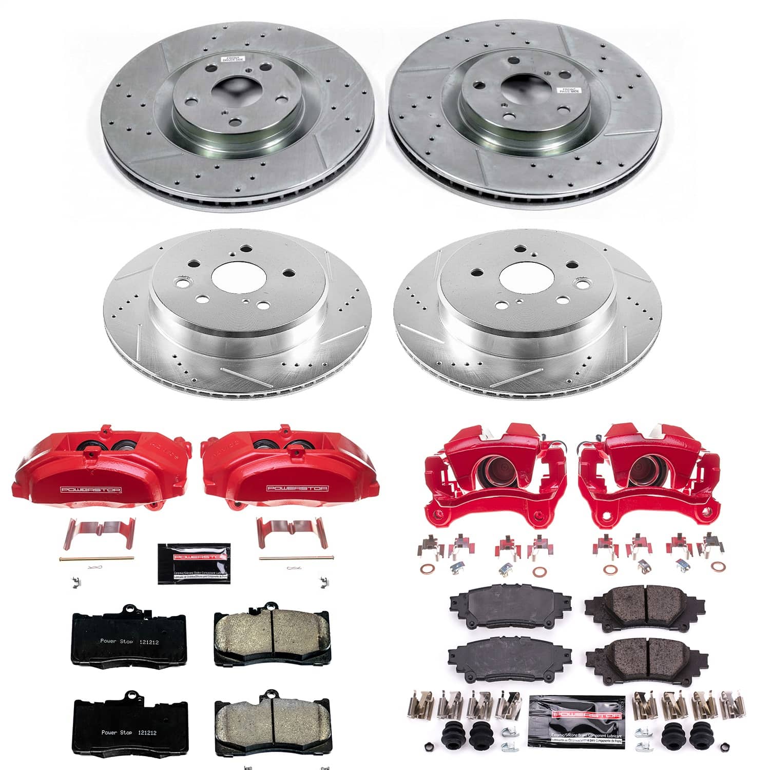 Power Stop - KC6513 - Front and Rear - Disc Brake Pad/Caliper and Rotor Kit