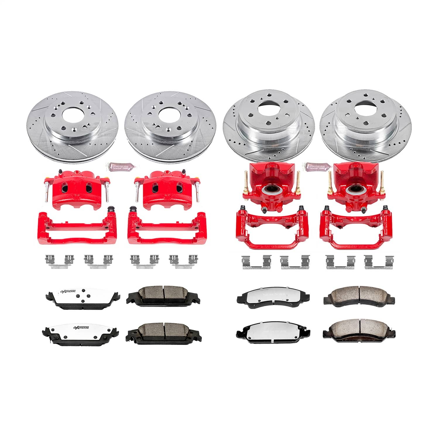 Power Stop - KC6560-36 - Front and Rear - Disc Brake Pad/Caliper and Rotor Kit