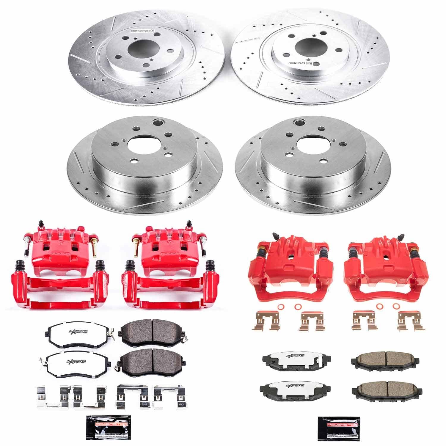 Power Stop - KC6762-26 - Front and Rear - Disc Brake Pad/Caliper and Rotor Kit