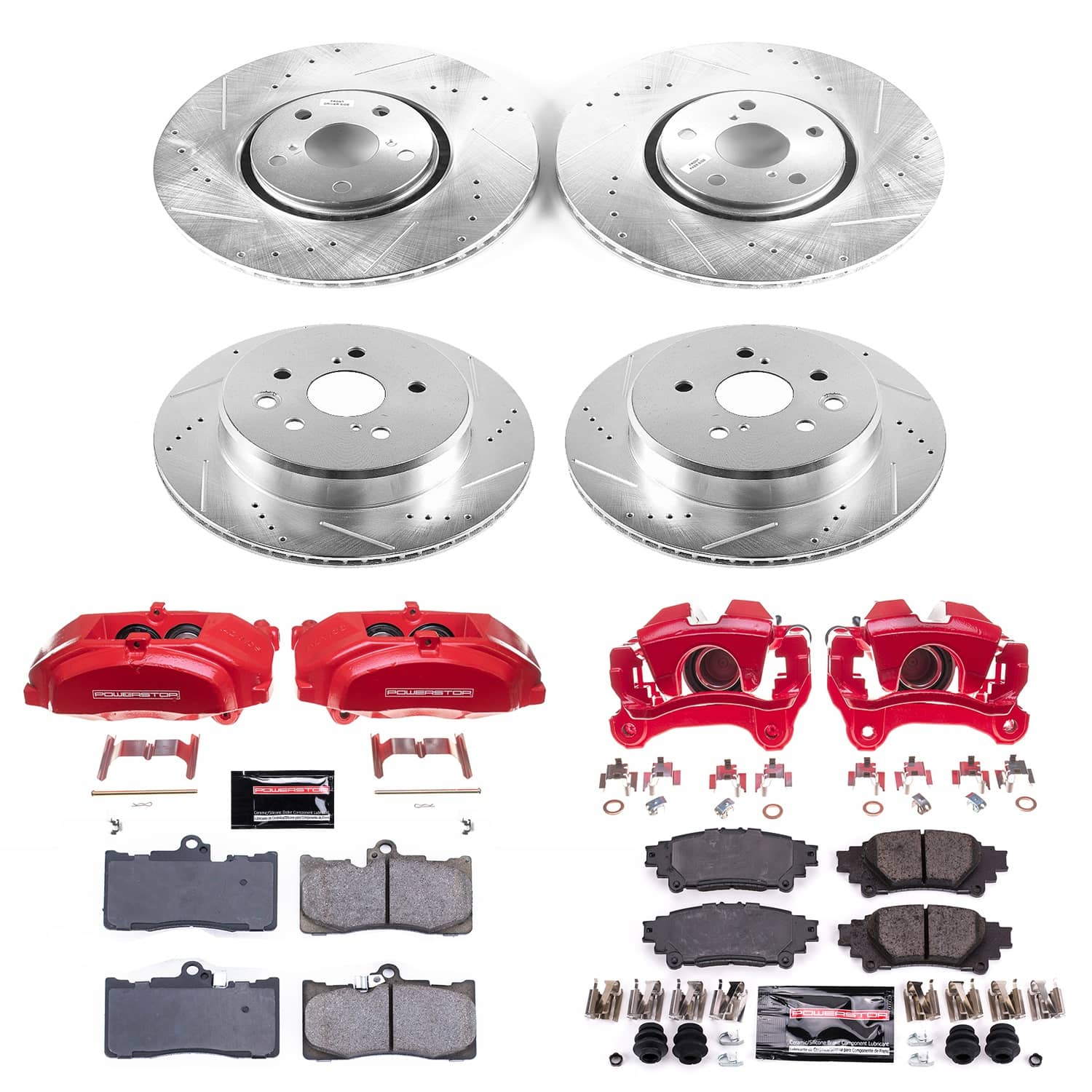 Power Stop - KC6929 - Front and Rear - Disc Brake Pad/Caliper and Rotor Kit