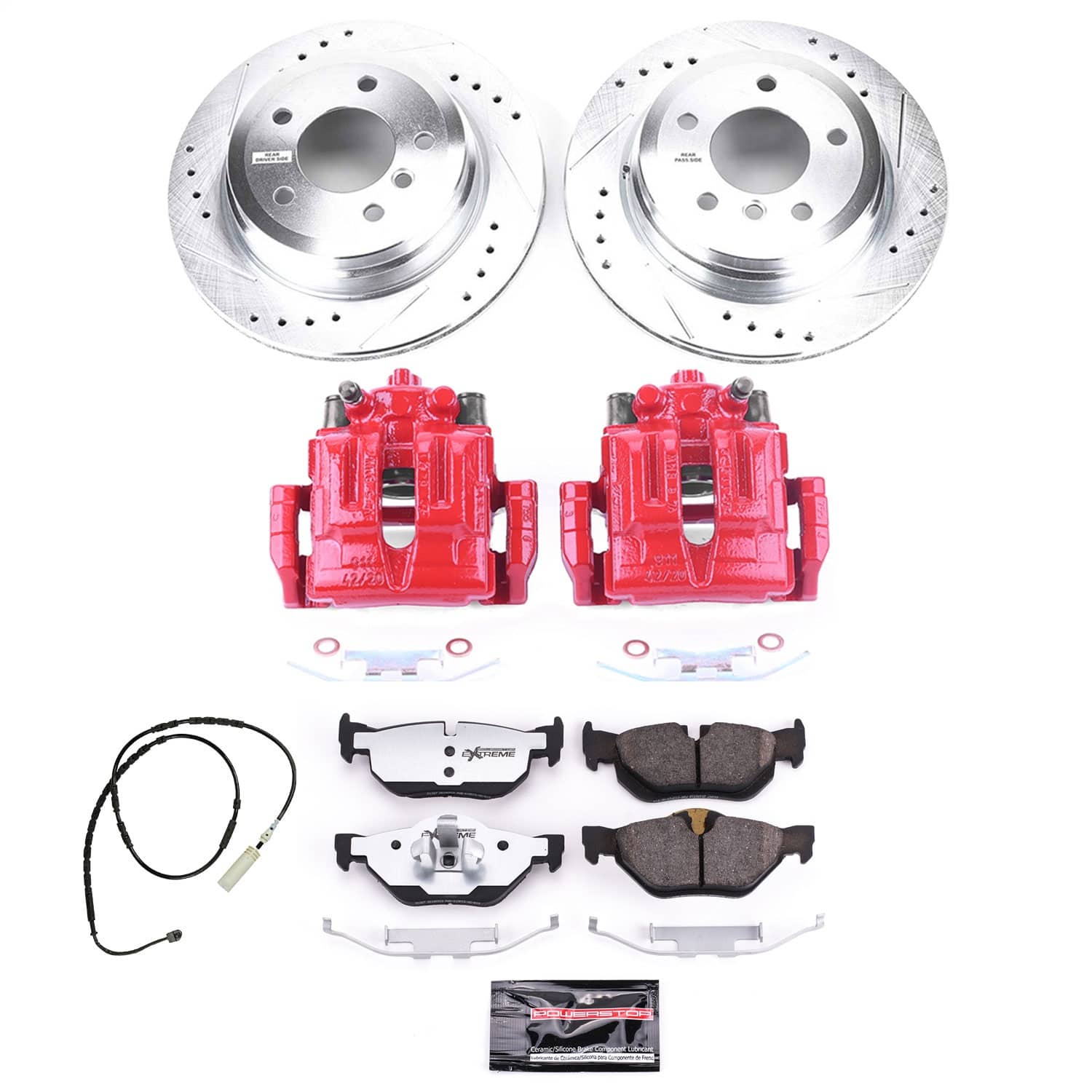 Power Stop - KC7008-26 - Rear - Disc Brake Pad/Caliper and Rotor Kit