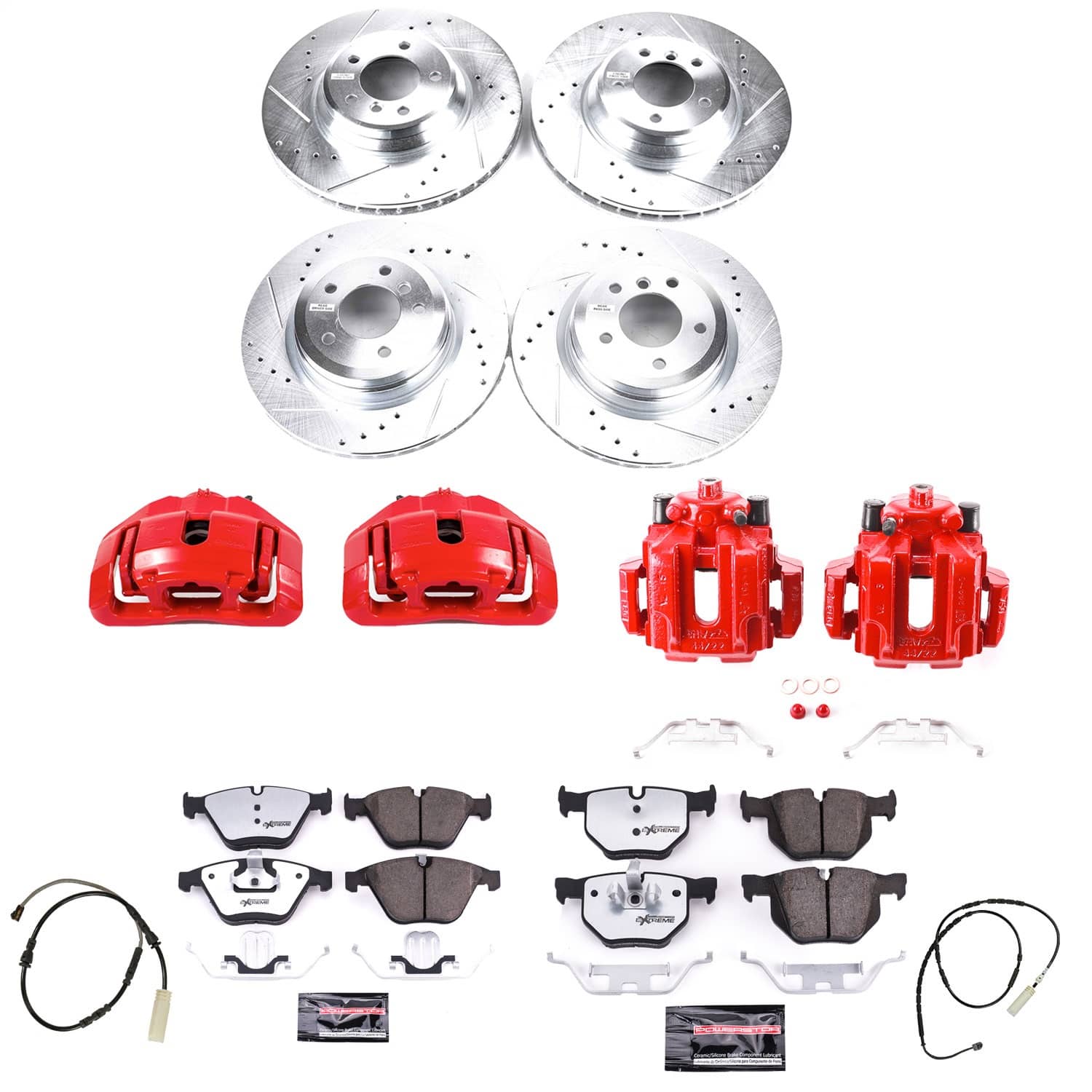 Power Stop - KC7021-26 - Front and Rear - Disc Brake Pad/Caliper and Rotor Kit
