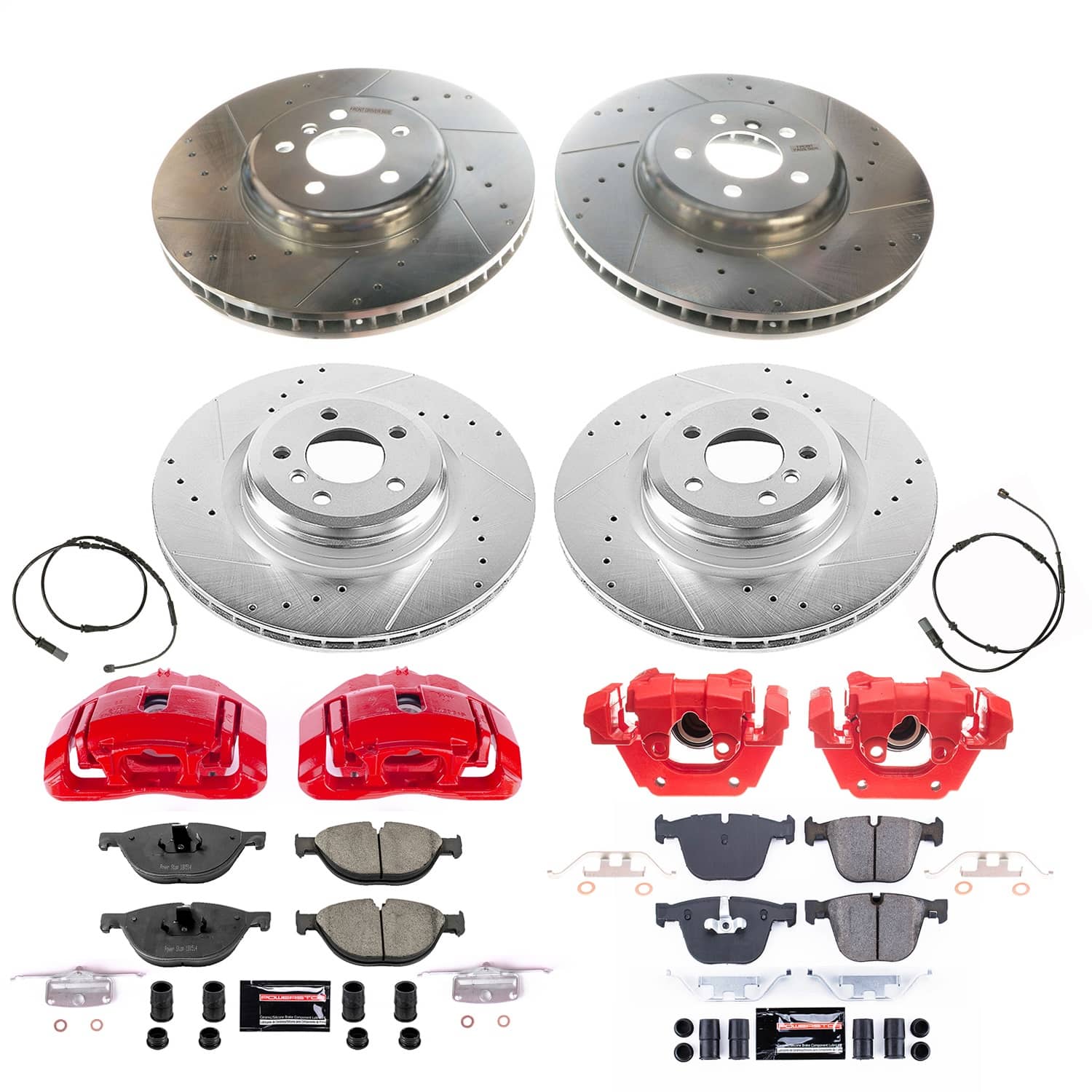 Power Stop - KC7098 - Front and Rear - Disc Brake Pad/Caliper and Rotor Kit
