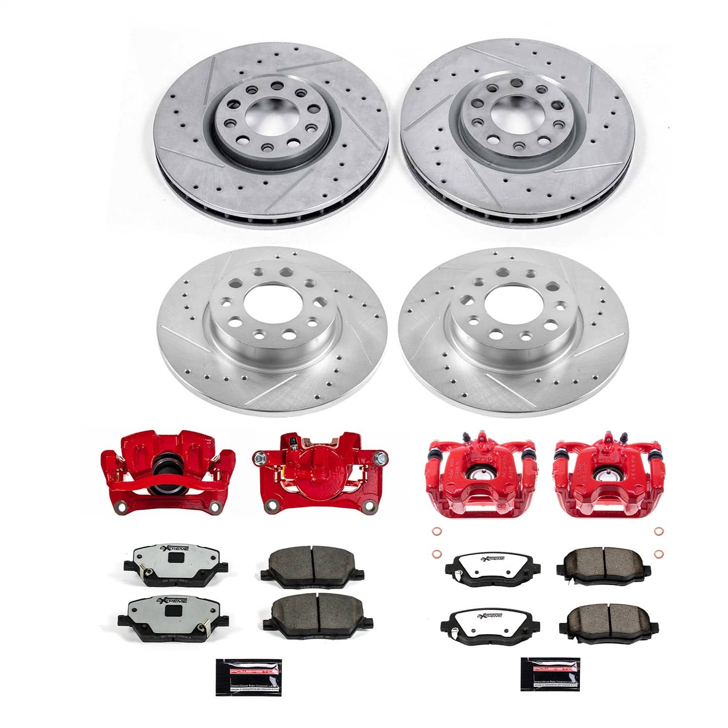 Power Stop - KC7300-36 - Front and Rear - Disc Brake Pad/Caliper and Rotor Kit