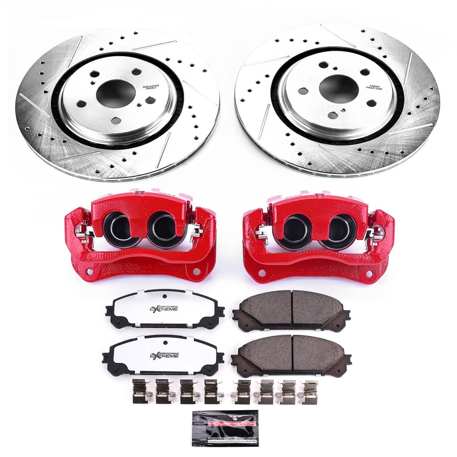 Power Stop - KC7688-36 - Front - Disc Brake Pad/Caliper and Rotor Kit
