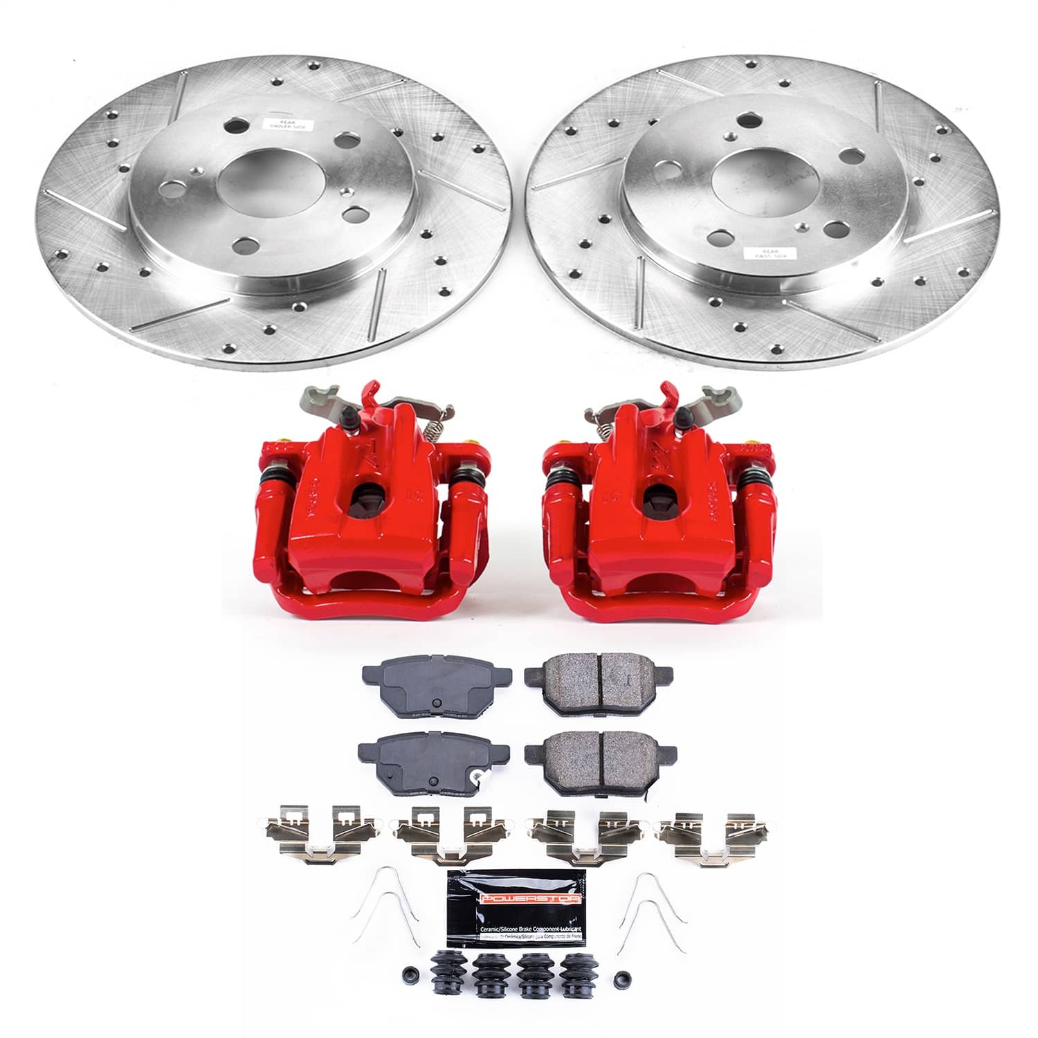 Power Stop - KC7753 - Rear - Disc Brake Pad/Caliper and Rotor Kit