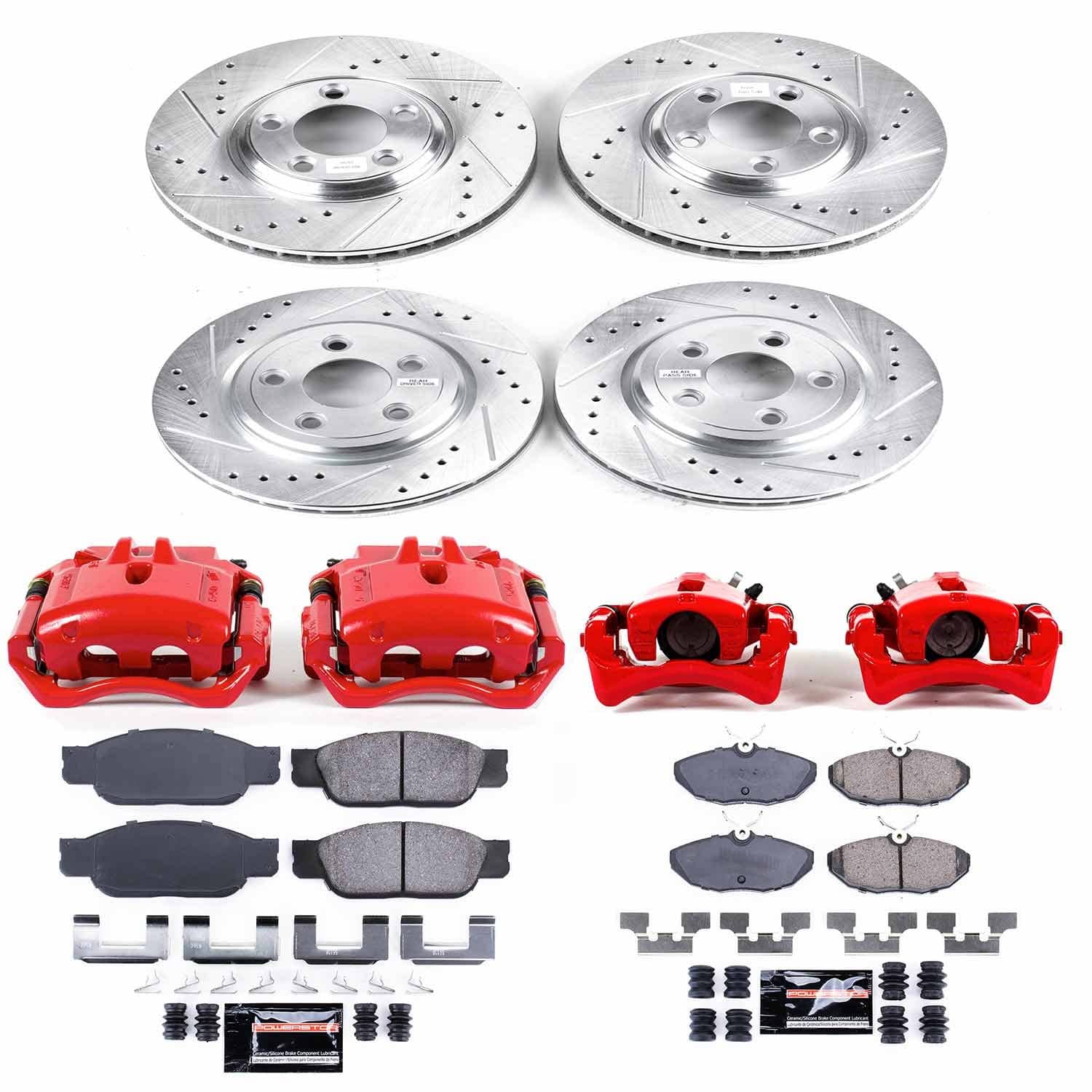 Power Stop - KC7937 - Front and Rear - Disc Brake Pad/Caliper and Rotor Kit