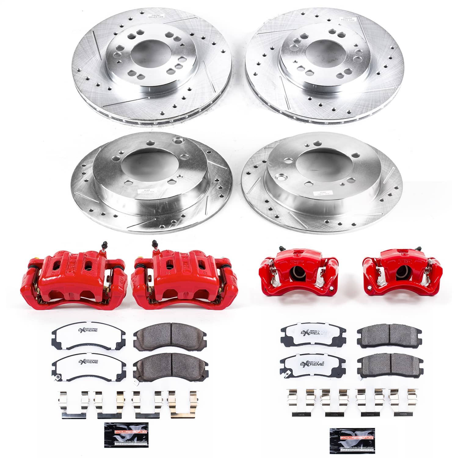 Power Stop - KC802A-26 - Front and Rear - Disc Brake Pad/Caliper and Rotor Kit