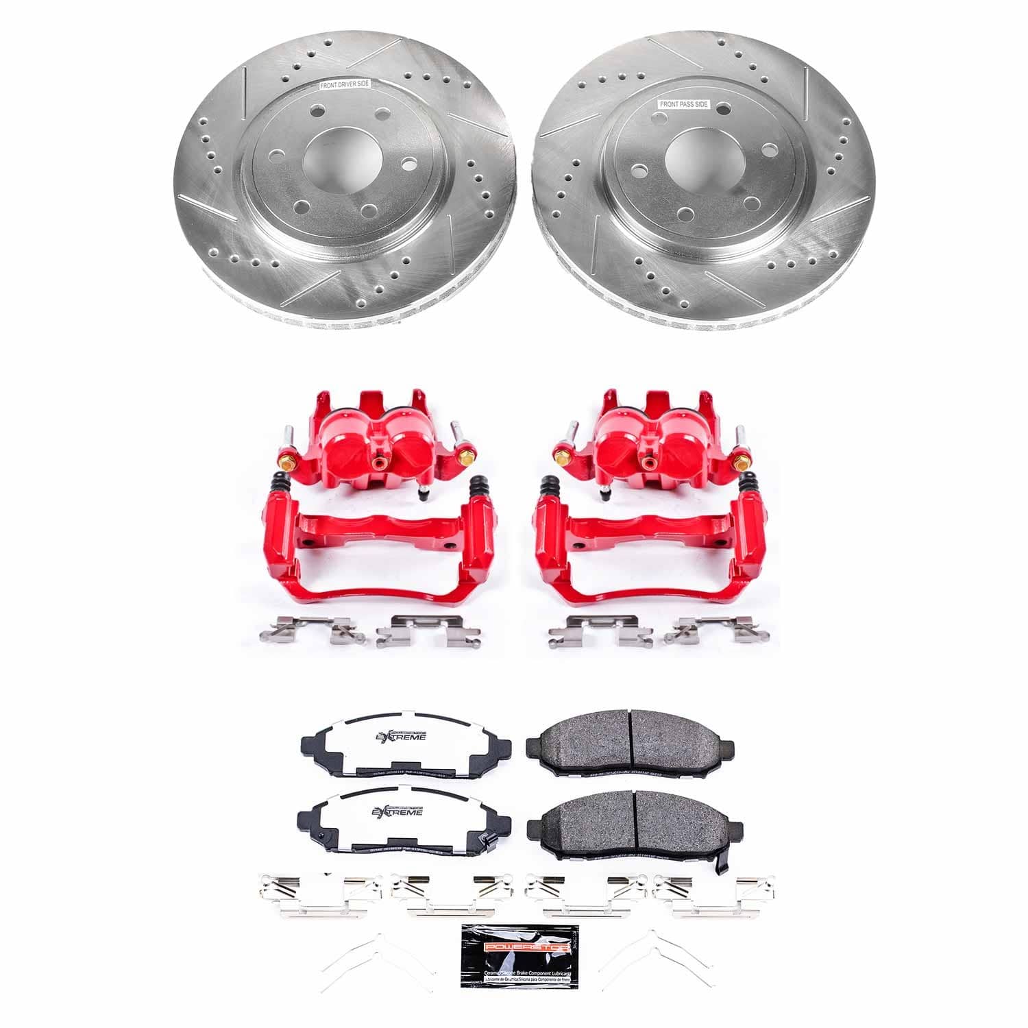 Power Stop - KC8325-36 - Front - Disc Brake Pad/Caliper and Rotor Kit