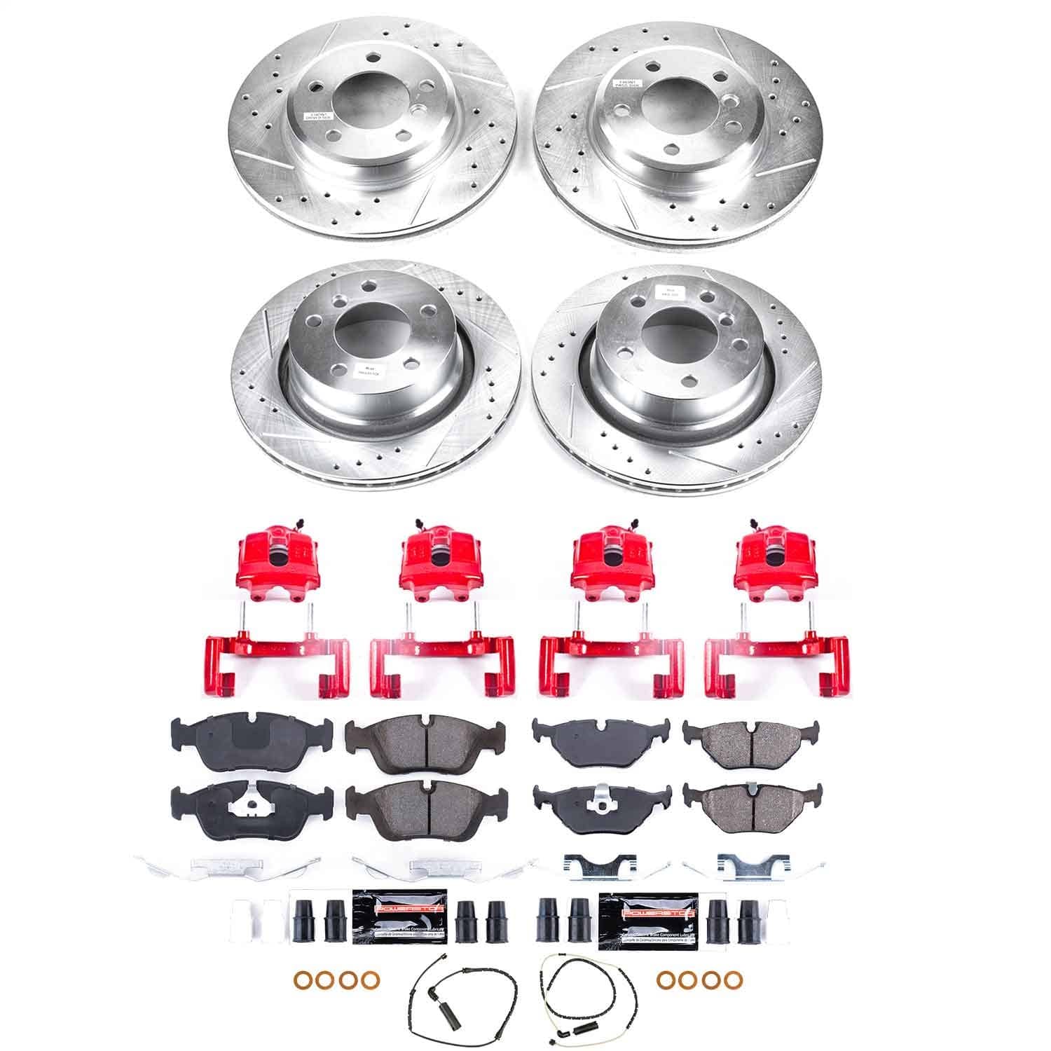 Power Stop - KC873 - Front and Rear - Disc Brake Pad/Caliper and Rotor Kit