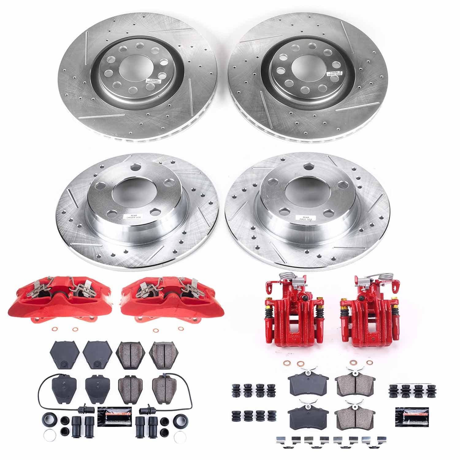 Power Stop - KC889 - Front and Rear - Disc Brake Pad/Caliper and Rotor Kit