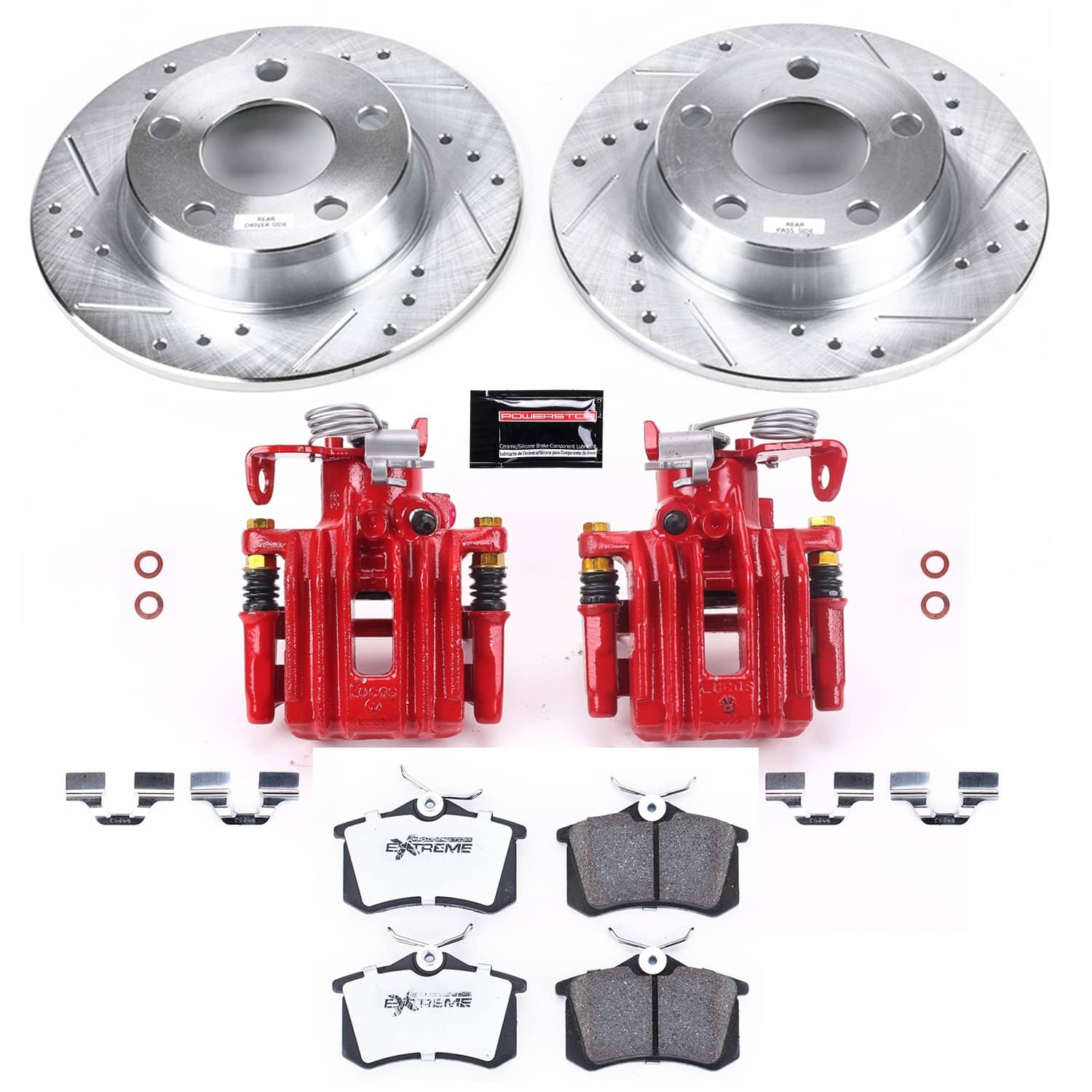 Power Stop - KC940-26 - Rear - Disc Brake Pad/Caliper and Rotor Kit