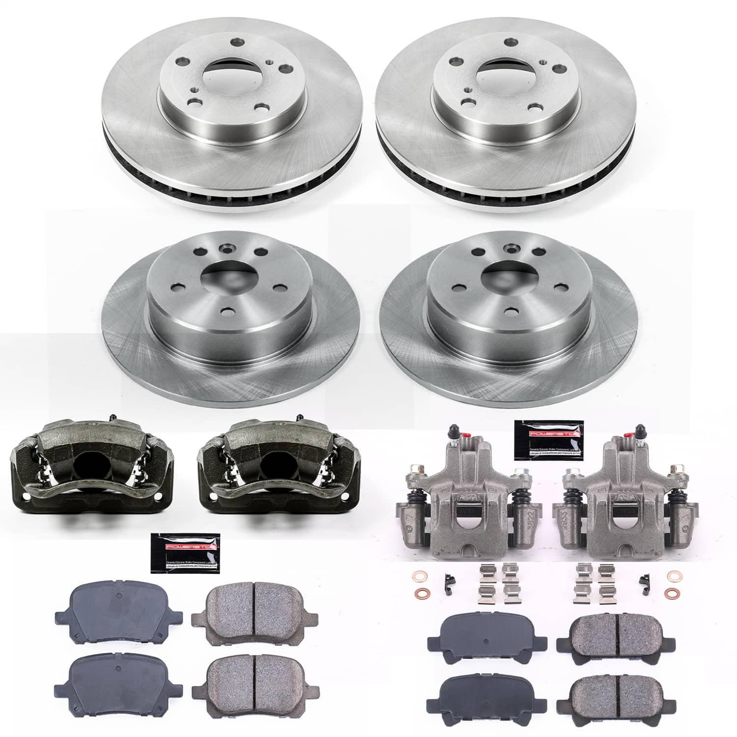 Power Stop - KCOE1063 - Front and Rear - Disc Brake Pad/Caliper and Rotor Kit
