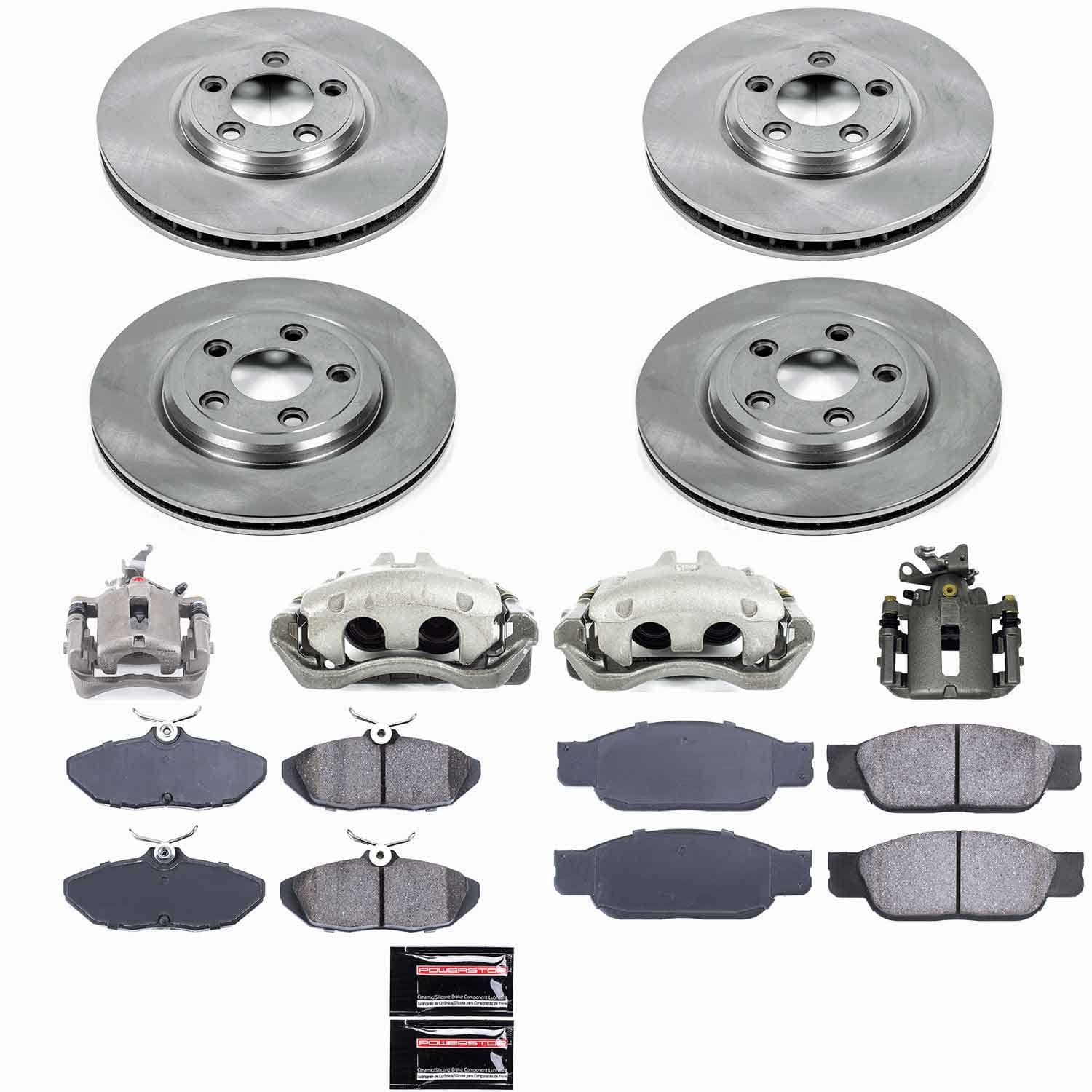Power Stop - KCOE1352 - Front and Rear - Disc Brake Pad/Caliper and Rotor Kit