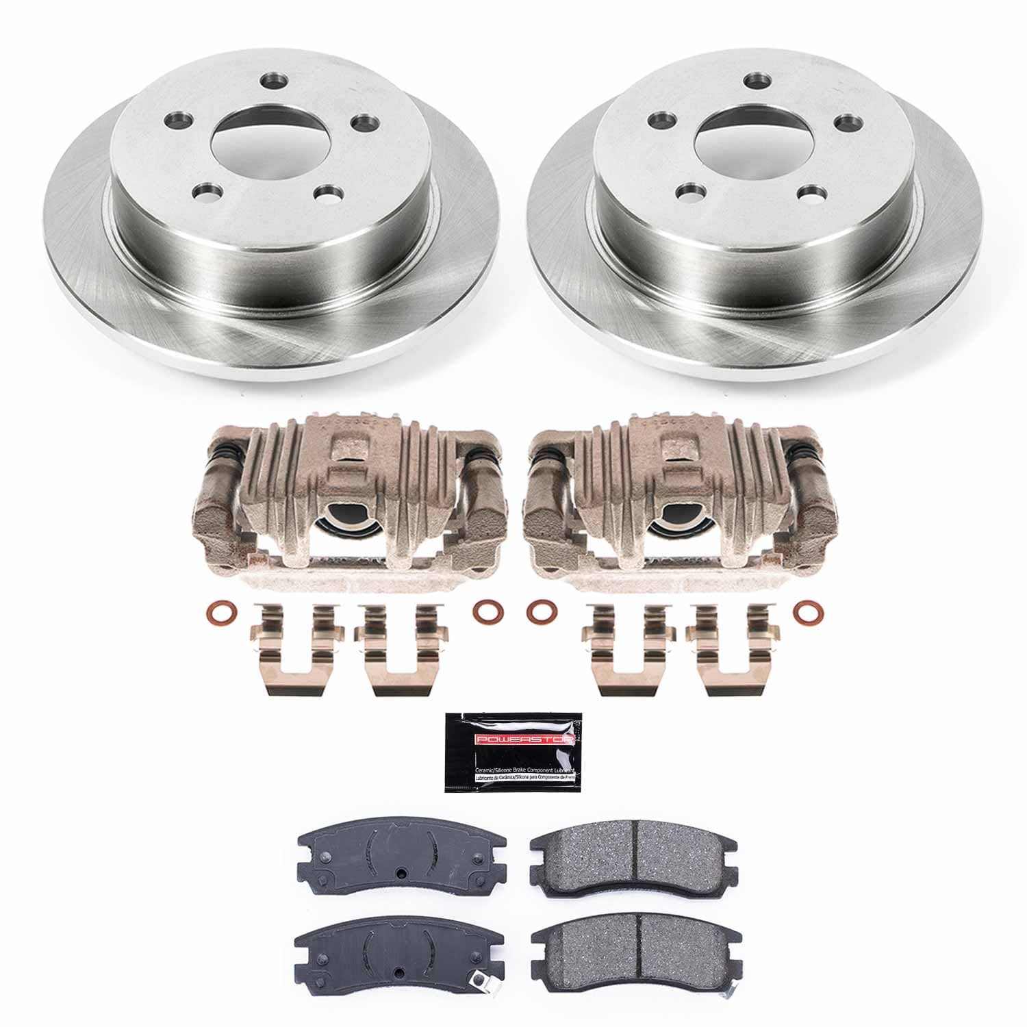 Power Stop - KCOE1558A - Rear - Disc Brake Pad/Caliper and Rotor Kit