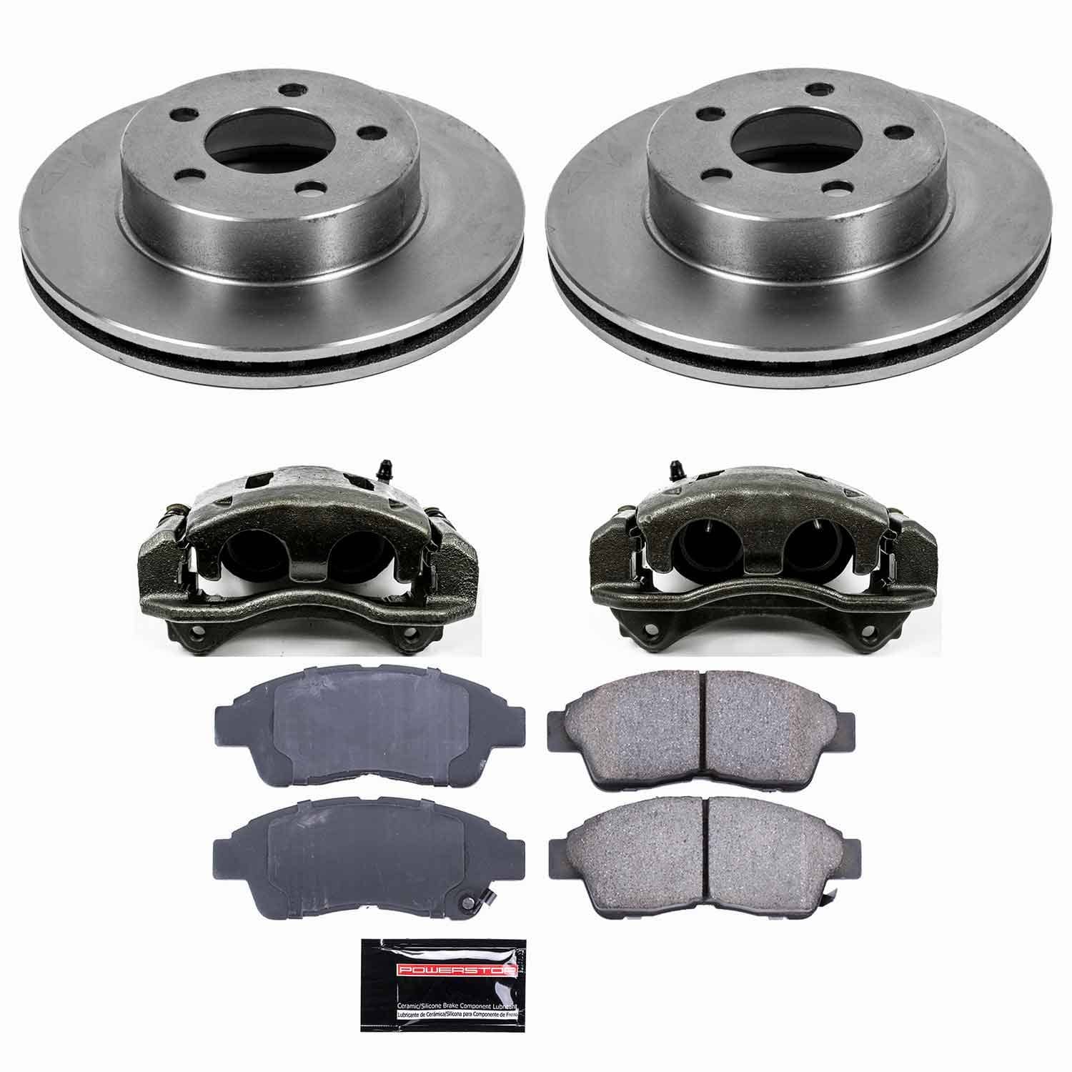 Power Stop - KCOE1860 - Front - Disc Brake Pad/Caliper and Rotor Kit