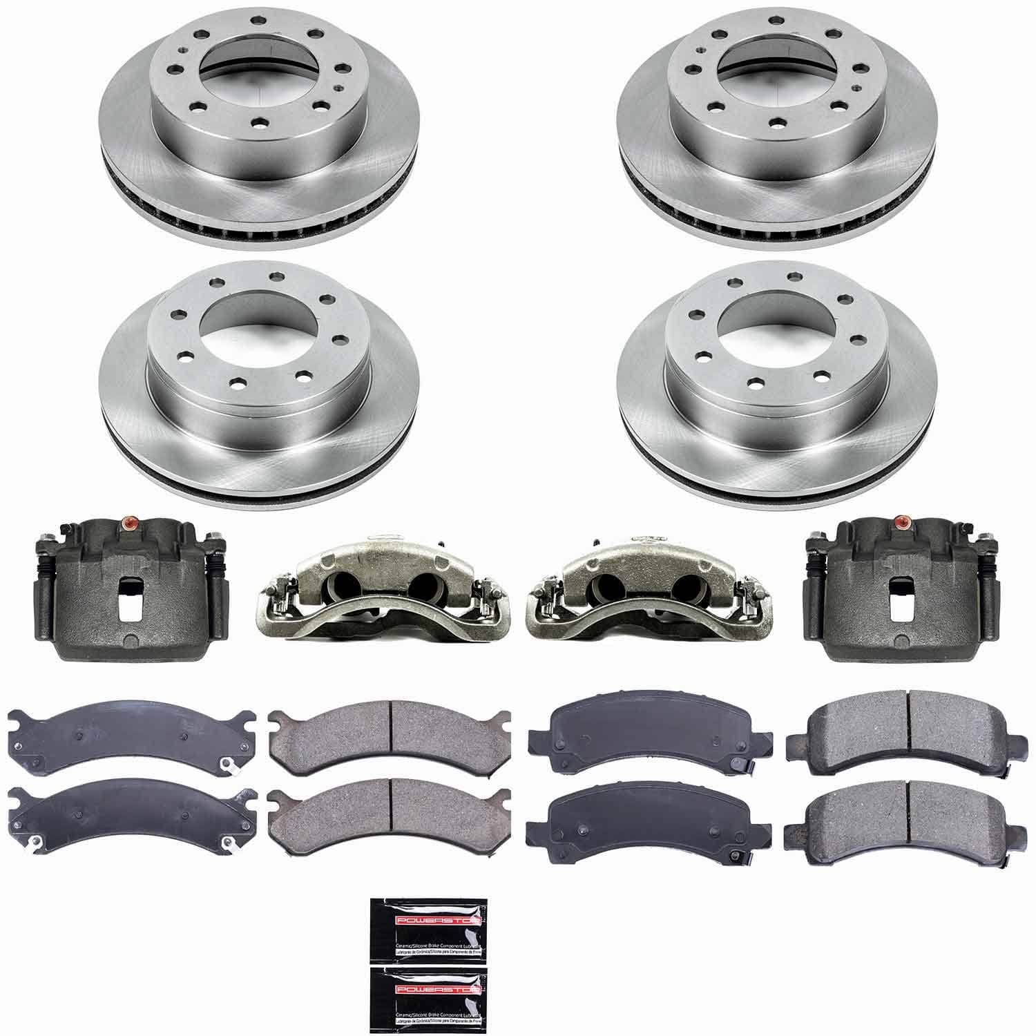 Power Stop - KCOE2025 - Front and Rear - Disc Brake Pad/Caliper and Rotor Kit