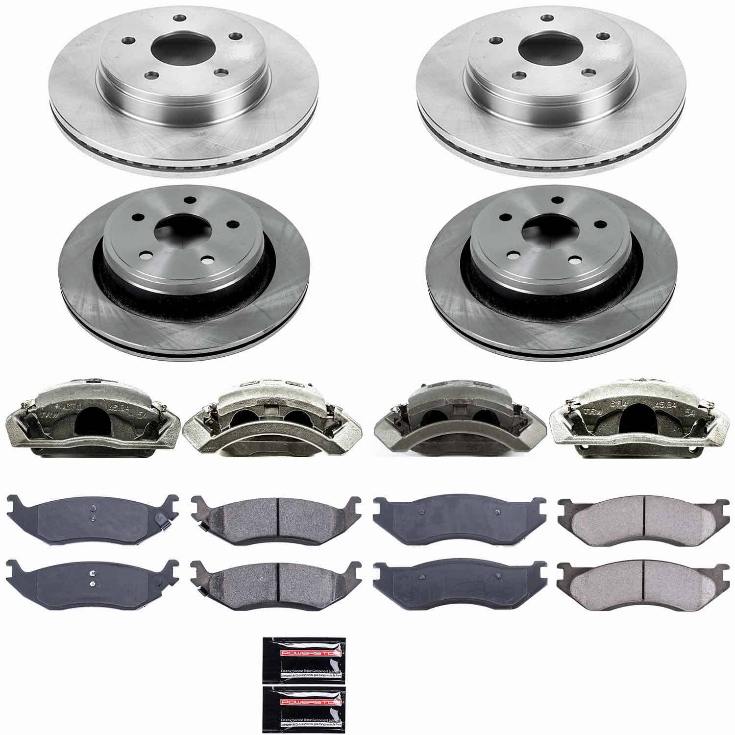 Power Stop - KCOE2168 - Front and Rear - Disc Brake Pad/Caliper and Rotor Kit