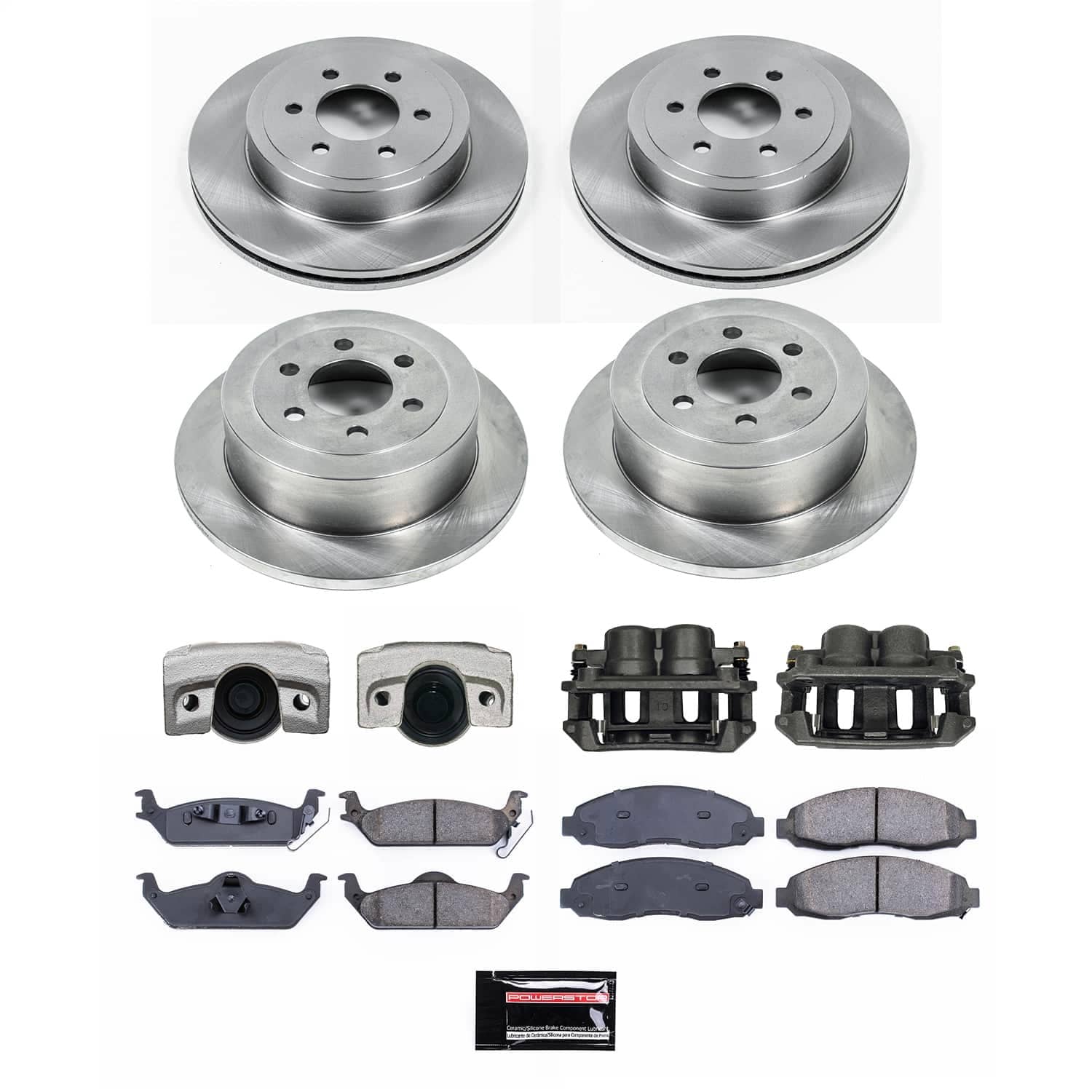Power Stop - KCOE2188 - Front and Rear - Disc Brake Pad/Caliper and Rotor Kit